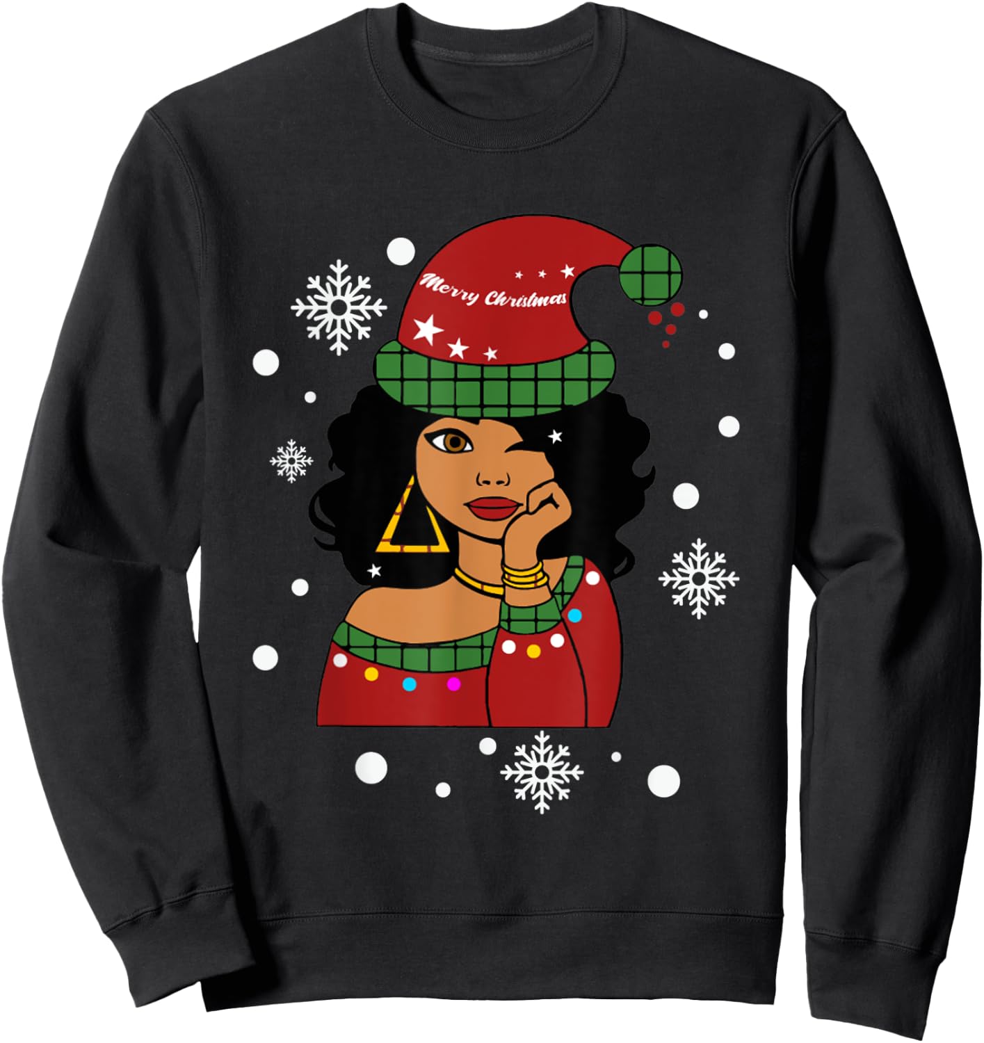 African American Christmas Santa Claus Sweatshirt - Sweatshirt | Black