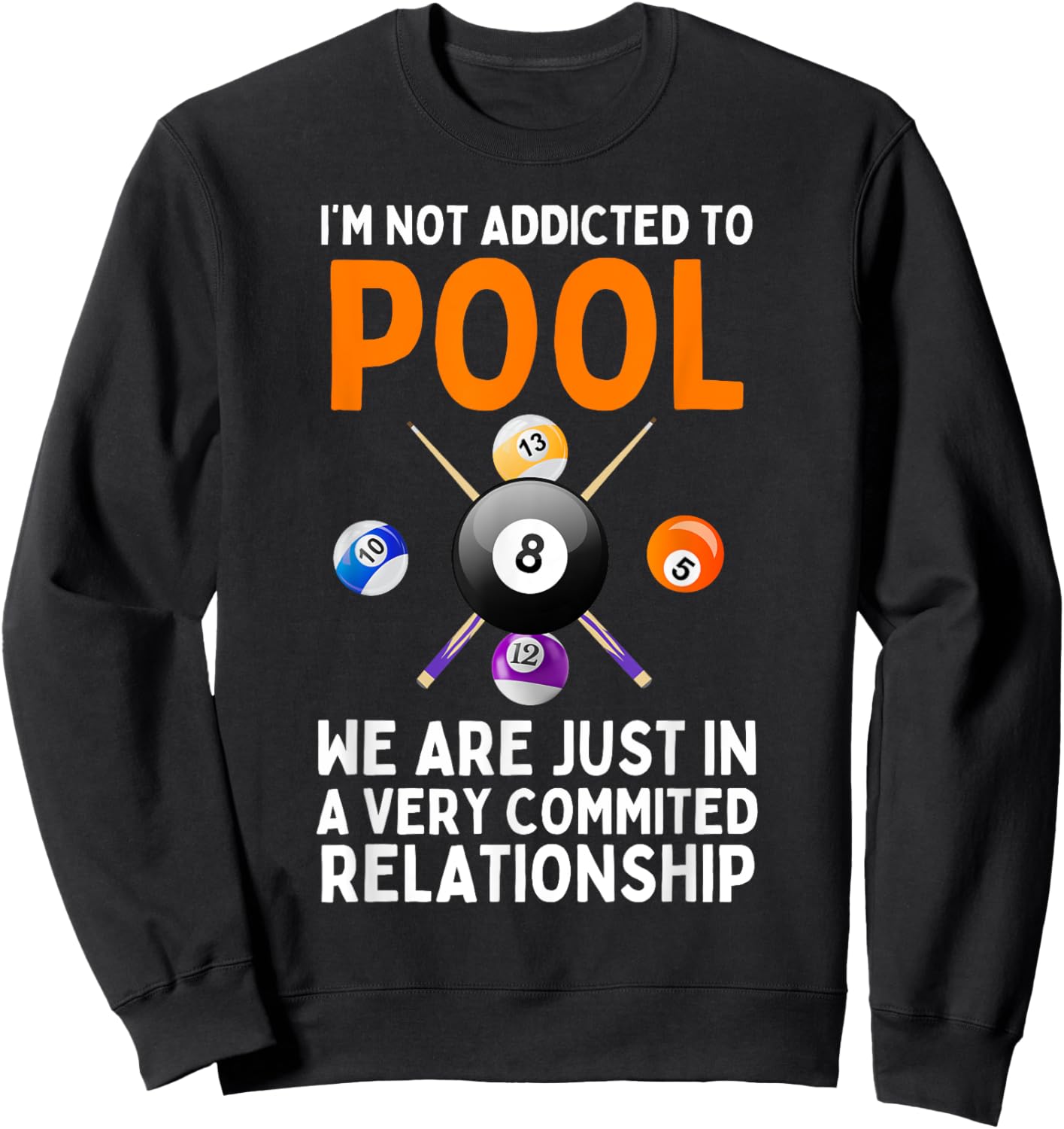 Cool Pool Art Women Boys Billiard 8 Ball Pool Player Sweatshirt - Sweatshirt | Black
