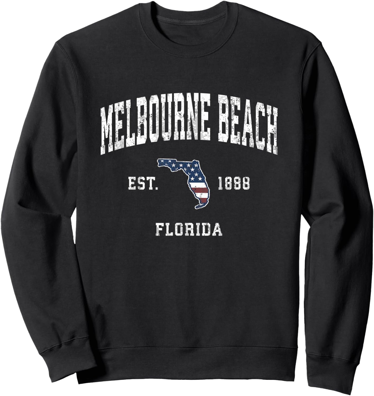 Melbourne Beach Florida FL Vintage American Flag Sports Desi Women Kids Men Sweatshirt - Sweatshirt | Black
