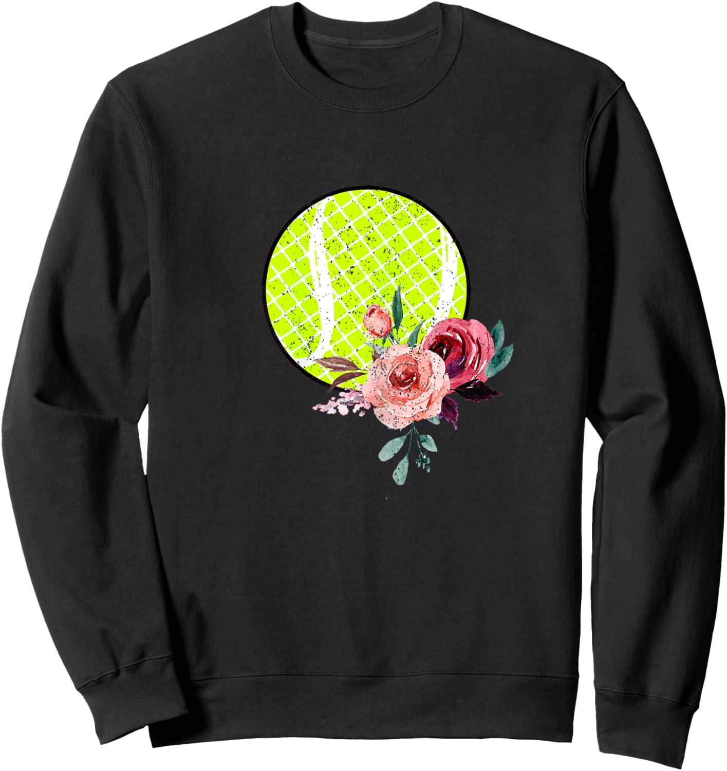 Floral Tennis Teen Girls and Women Flower Print Sweatshirt - Sweatshirt | Black