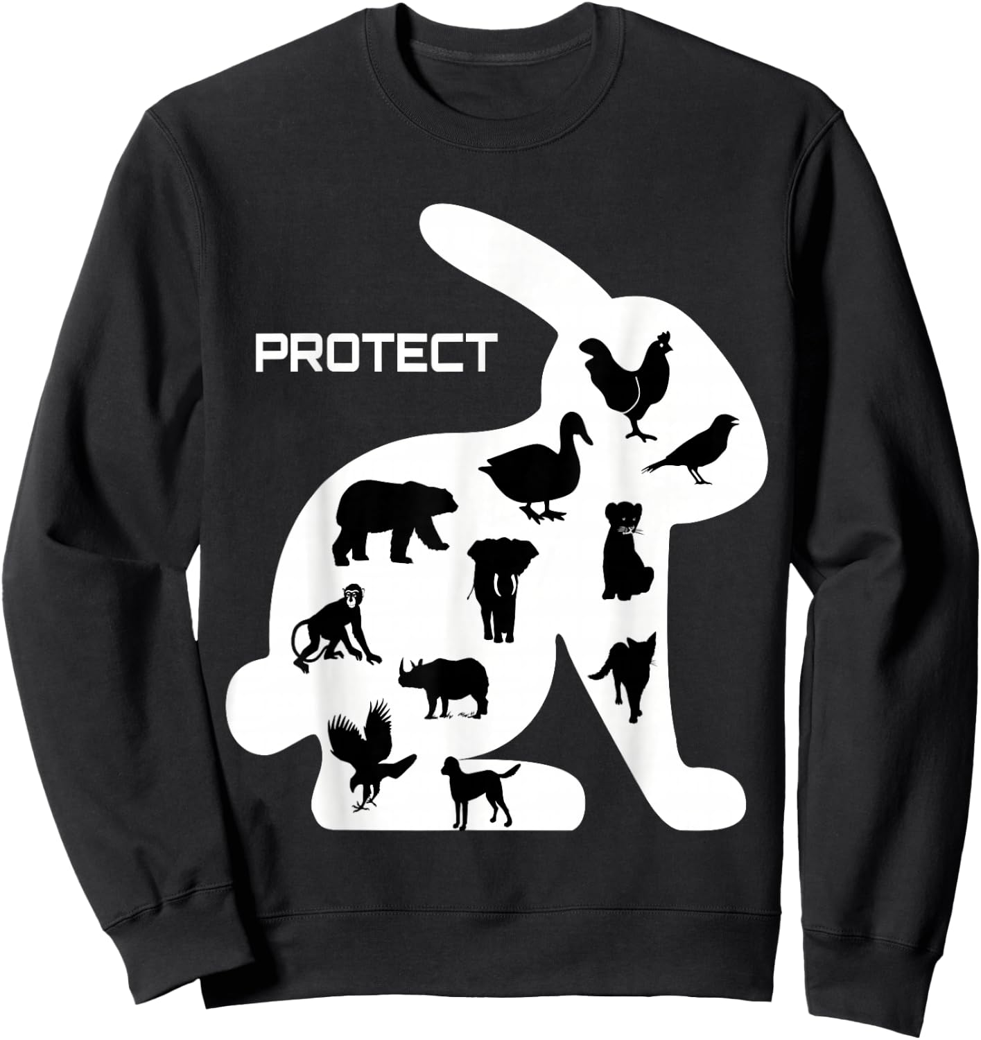 Animal rights, cool Gift, duck, elephant Sweatshirt - Sweatshirt | Black