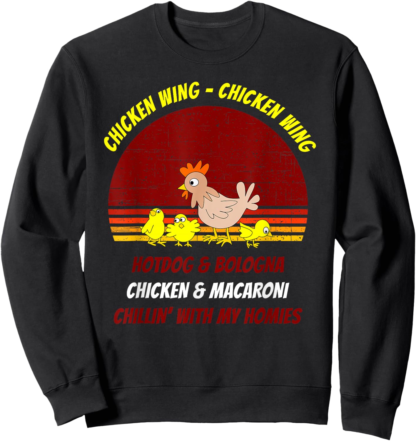 Chicken Wing Shirt Kids Retro Sunset For Boys Girls Sweatshirt - Sweatshirt | Black