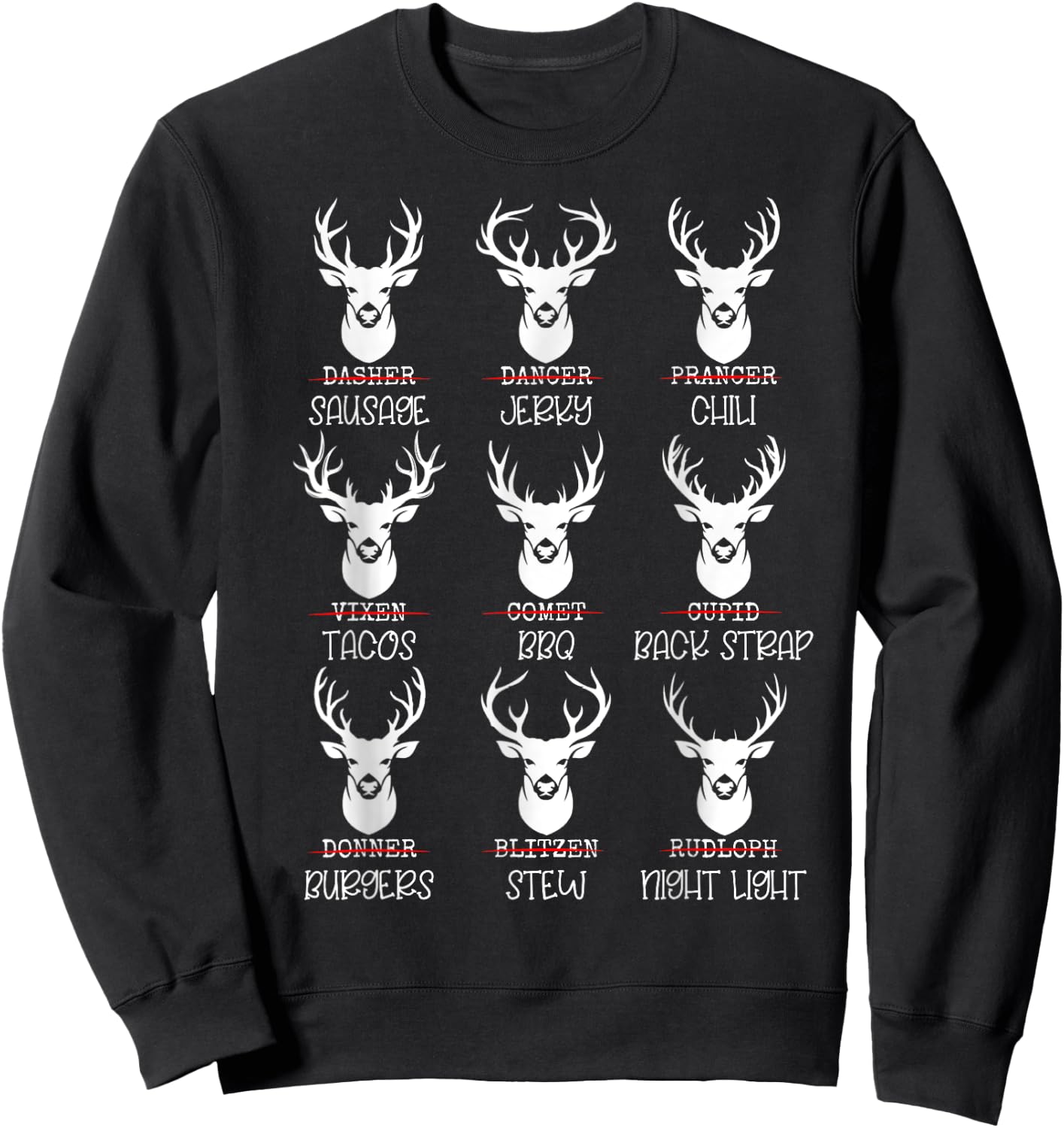 Deer Hunter Buck Lovers All Shanta's Reindeer Funny Deer Pun Sweatshirt - Sweatshirt | Black