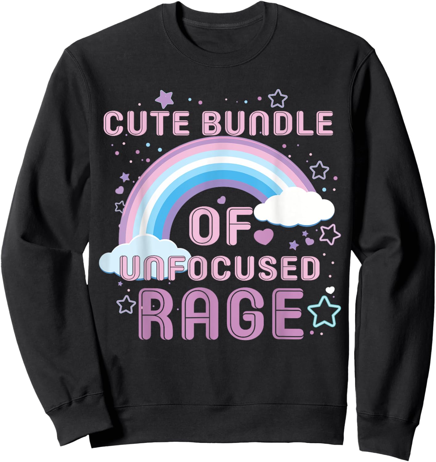 Cute Bundle Of Unfocused Rage Funny Pastel Goth Rainbow Sweatshirt - Sweatshirt | Black