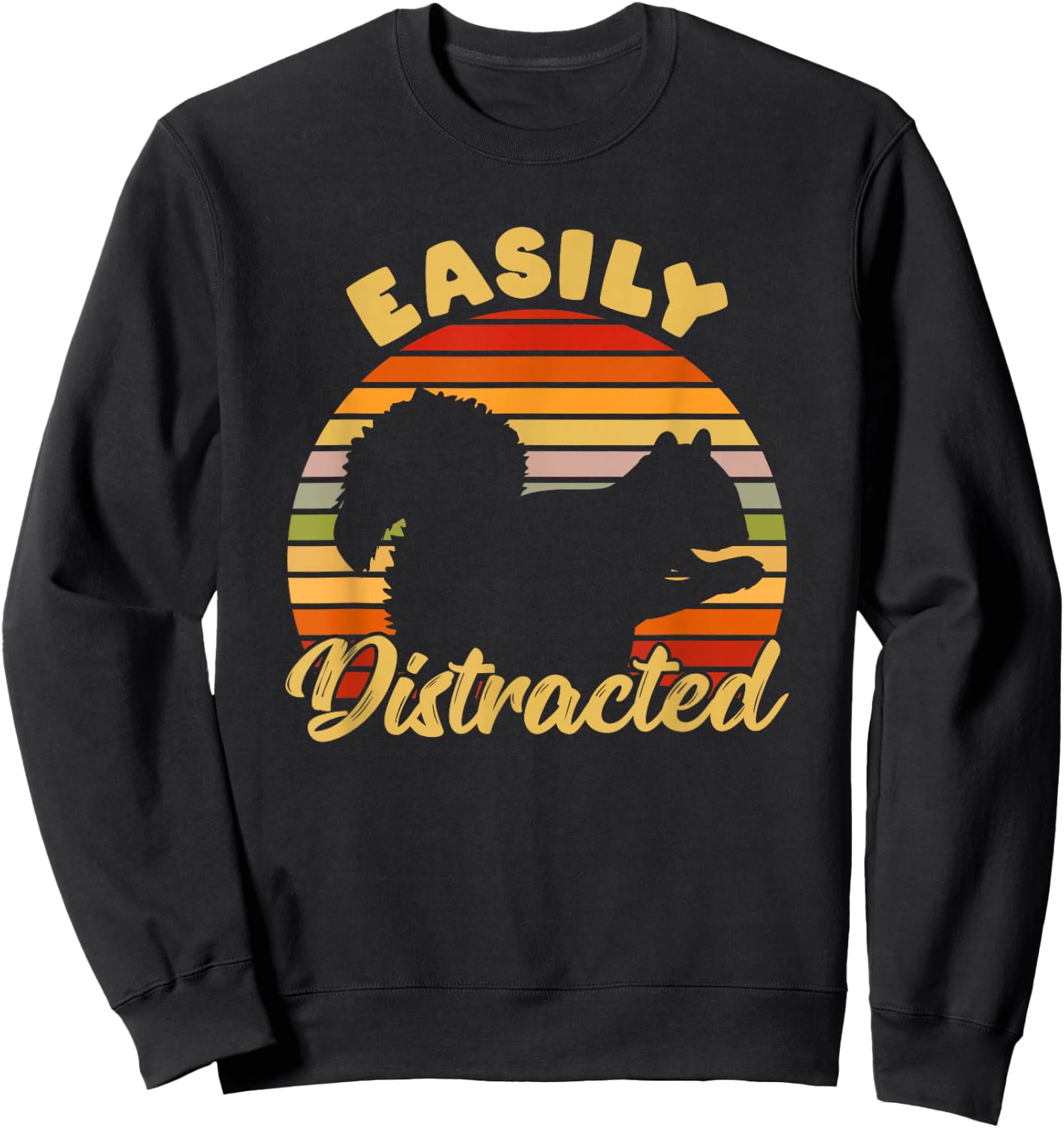 Retro ADHD Easily Distracted Squirrel Vintage Neurodiverse Sweatshirt - Sweatshirt | Black