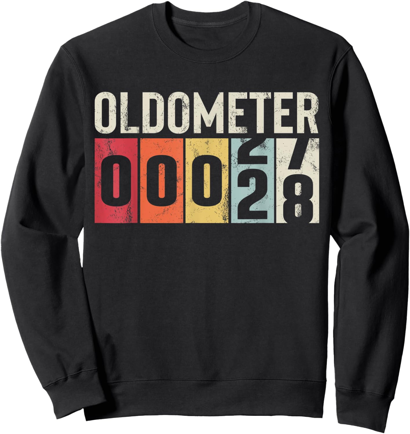 Funny 28 Years Old Oldometer Vintage 28th Birthday Odometer Sweatshirt - Sweatshirt | Black