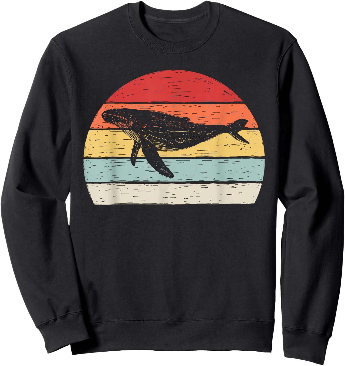 Vintage Retro Humpback Whale Sweatshirt - Sweatshirt | Black