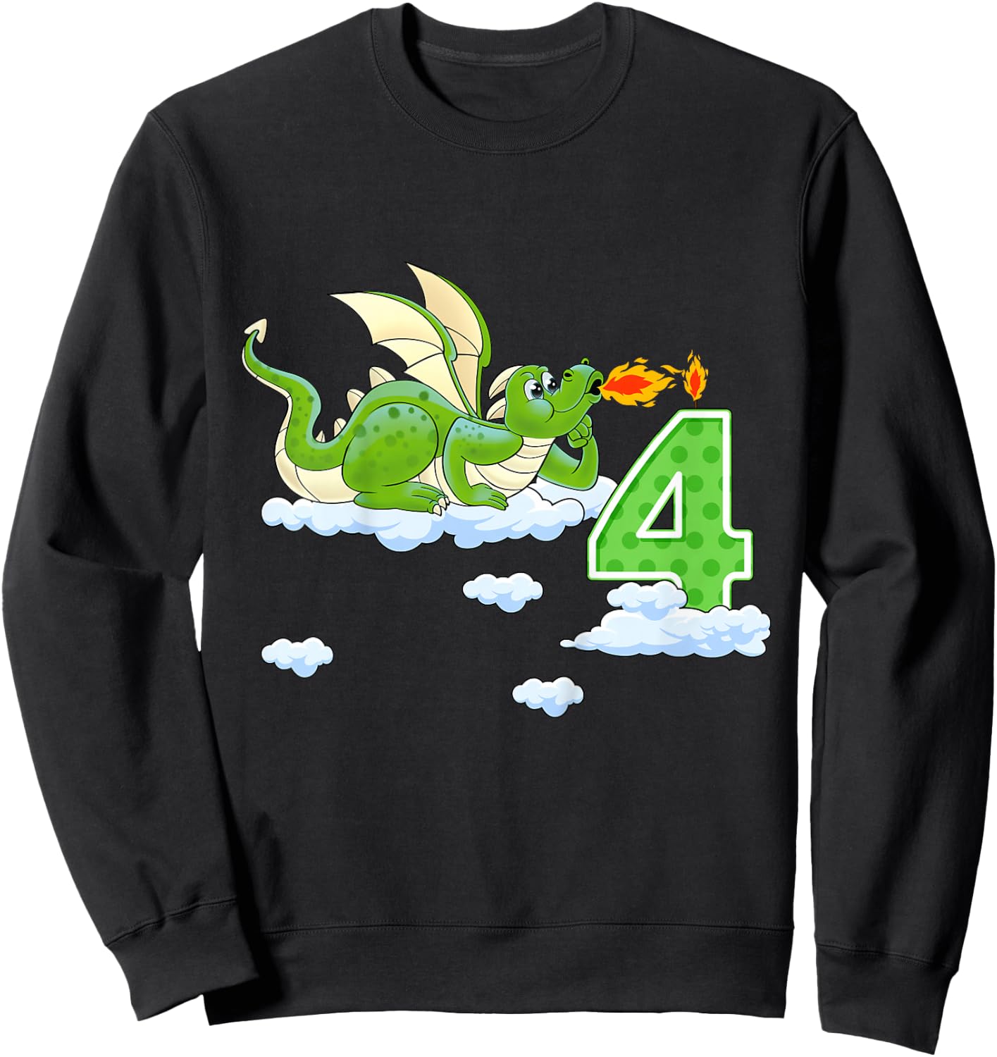 Kids Dragon 4 Year Old Birthday Outfit Boy Knight 4th Birthday Sweatshirt - Sweatshirt | Black