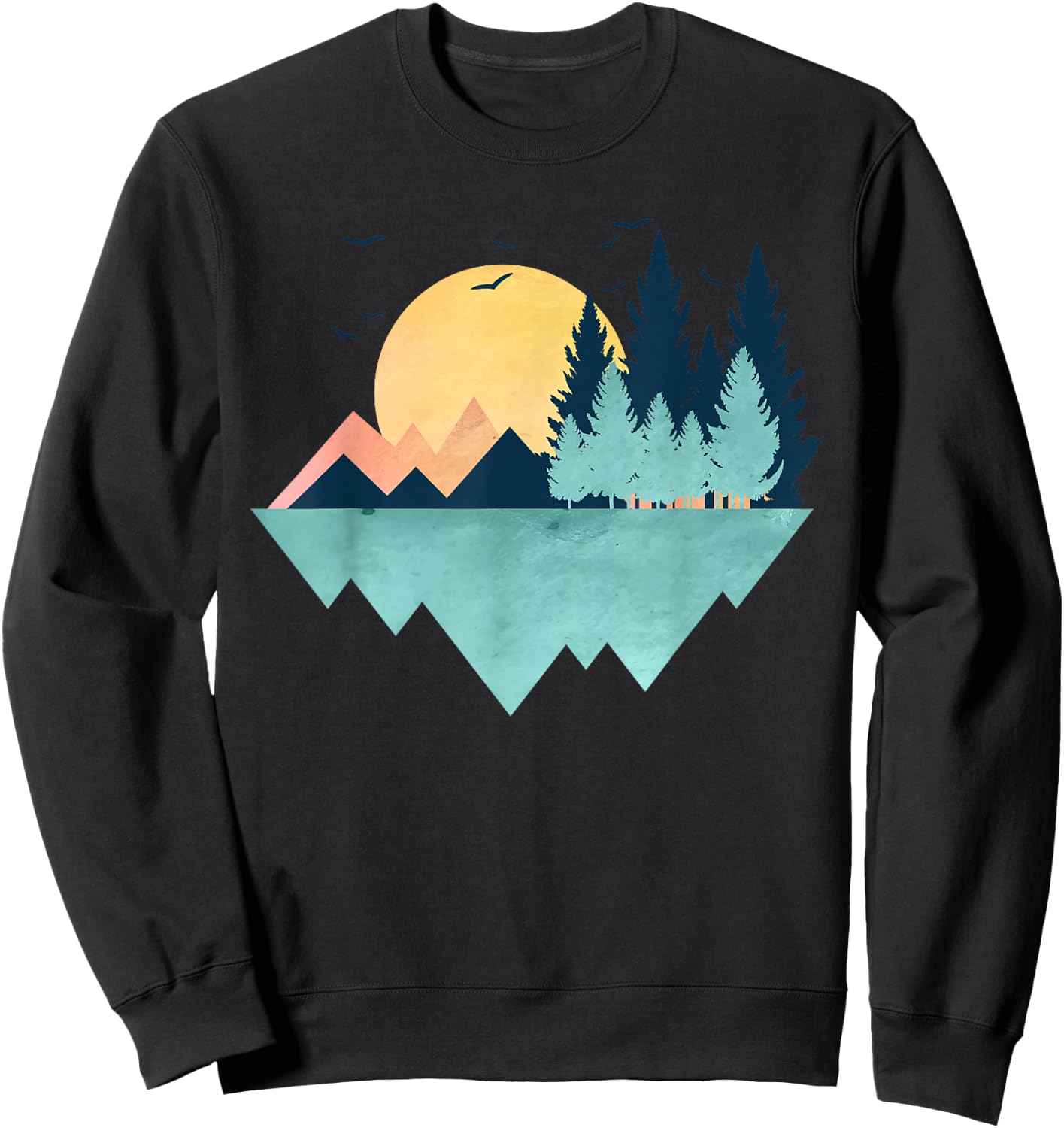 Funny Geometric Mountain Abstract Geometry Outdoor Gifts Sweatshirt - Sweatshirt | Black