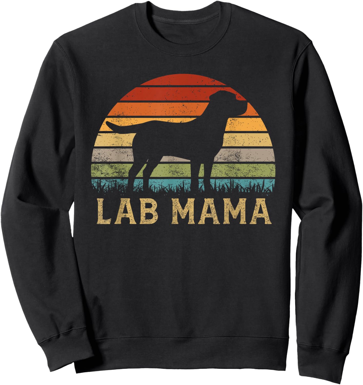 Lab Mama Retro Labrador Retriever Lover Vintage Dog Lab Mom Sweatshirt - Sweatshirt | Black