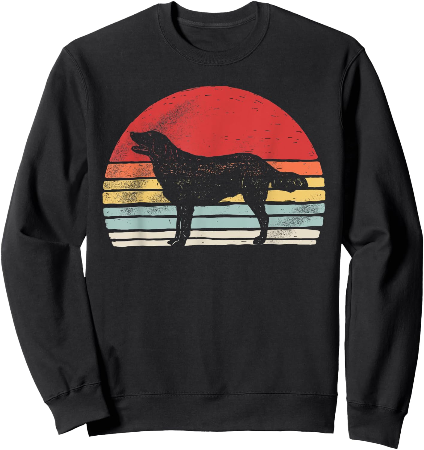 Vintage Retro Flat Coat Retriever Dog Breed Men Women Kids Sweatshirt - Sweatshirt | Black