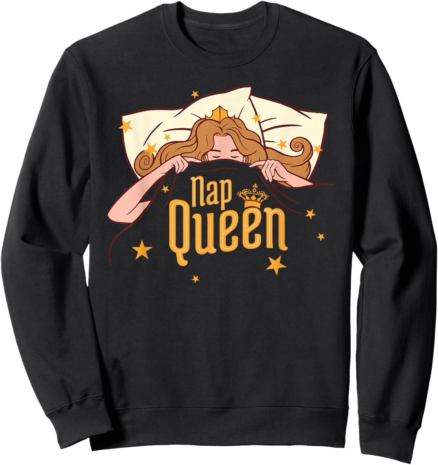 Nap Queen Shirt, Napping Sleeping Gift Women Girls Graphic Sweatshirt - Sweatshirt | Black