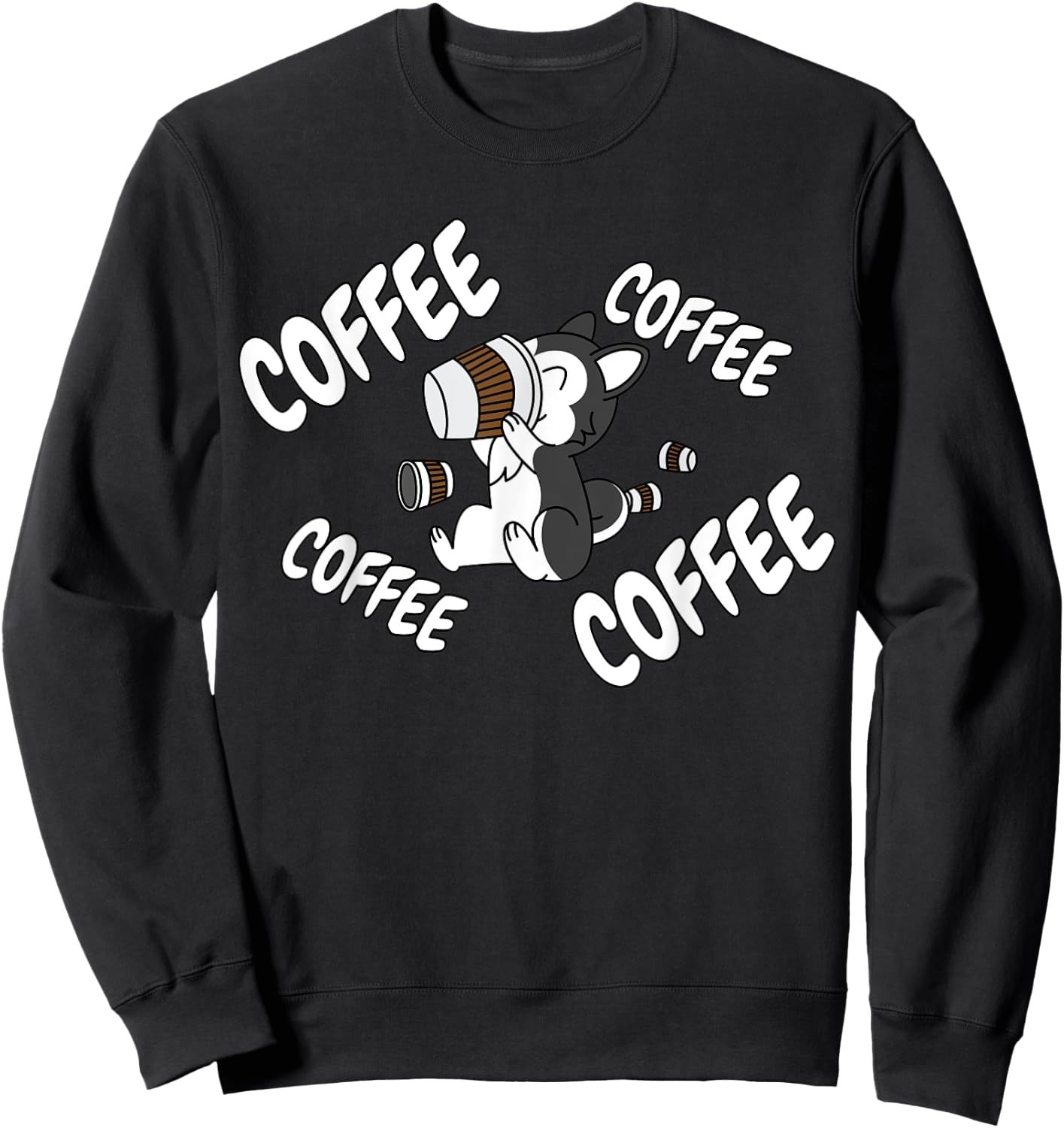Coffee Husky Dog Women Sweatshirt - Sweatshirt | Black