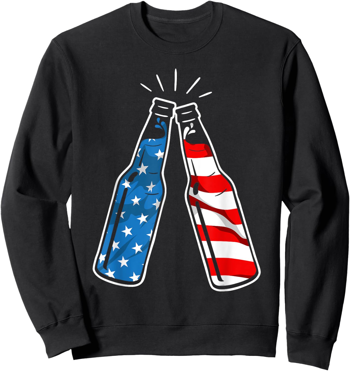 4th Of July Patriotic American Flag Beer Drinking Alcohol Women Men Sweatshirt - Sweatshirt | Black