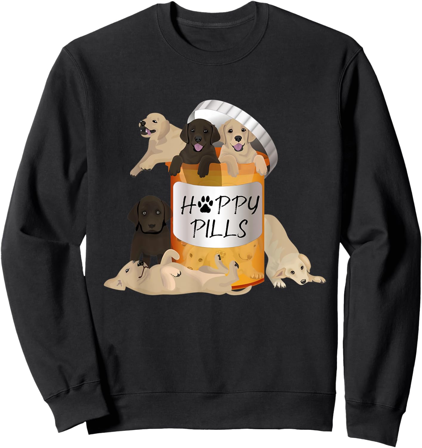 Gift Labrador Retriever Owner Happy Pills Antidepressant Sweatshirt - Sweatshirt | Black