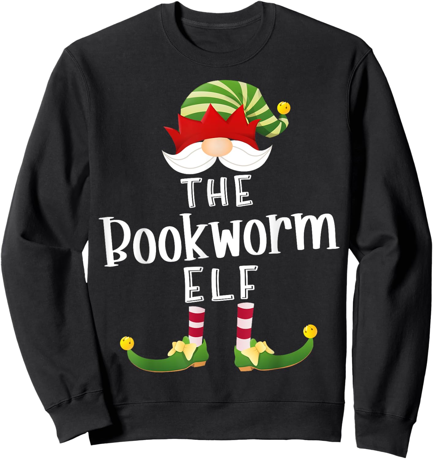 Bookworm Elf Group Christmas Funny Pajama Party Sweatshirt - Sweatshirt | Black