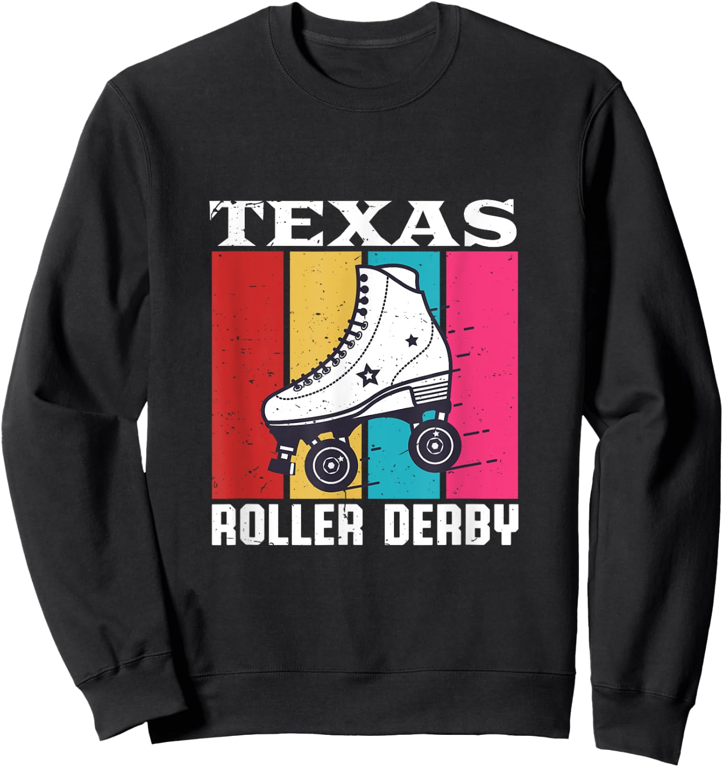 Vintage Retro Texas Roller Derby Women Roller Skating Sweatshirt - Sweatshirt | Black