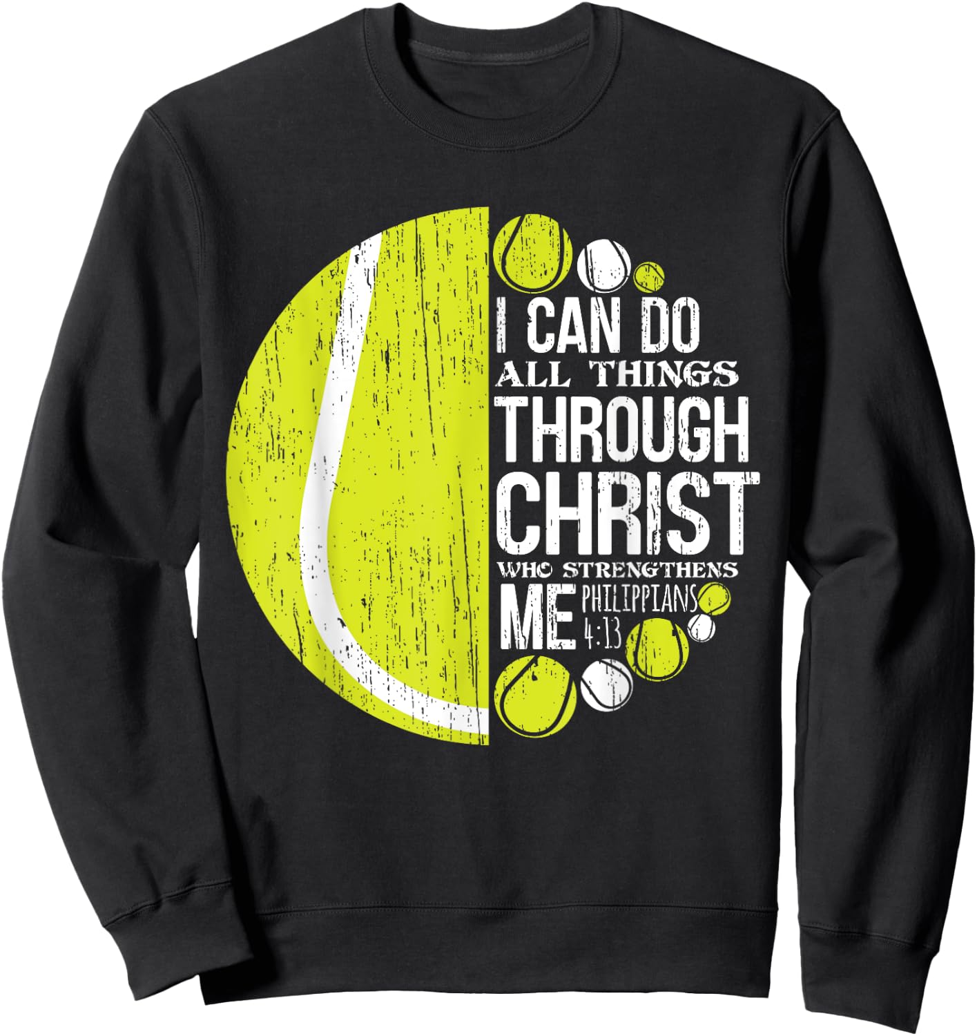 Christian Tennis Philippians 4:13 Gift Women Kids Sweatshirt - Sweatshirt | Black