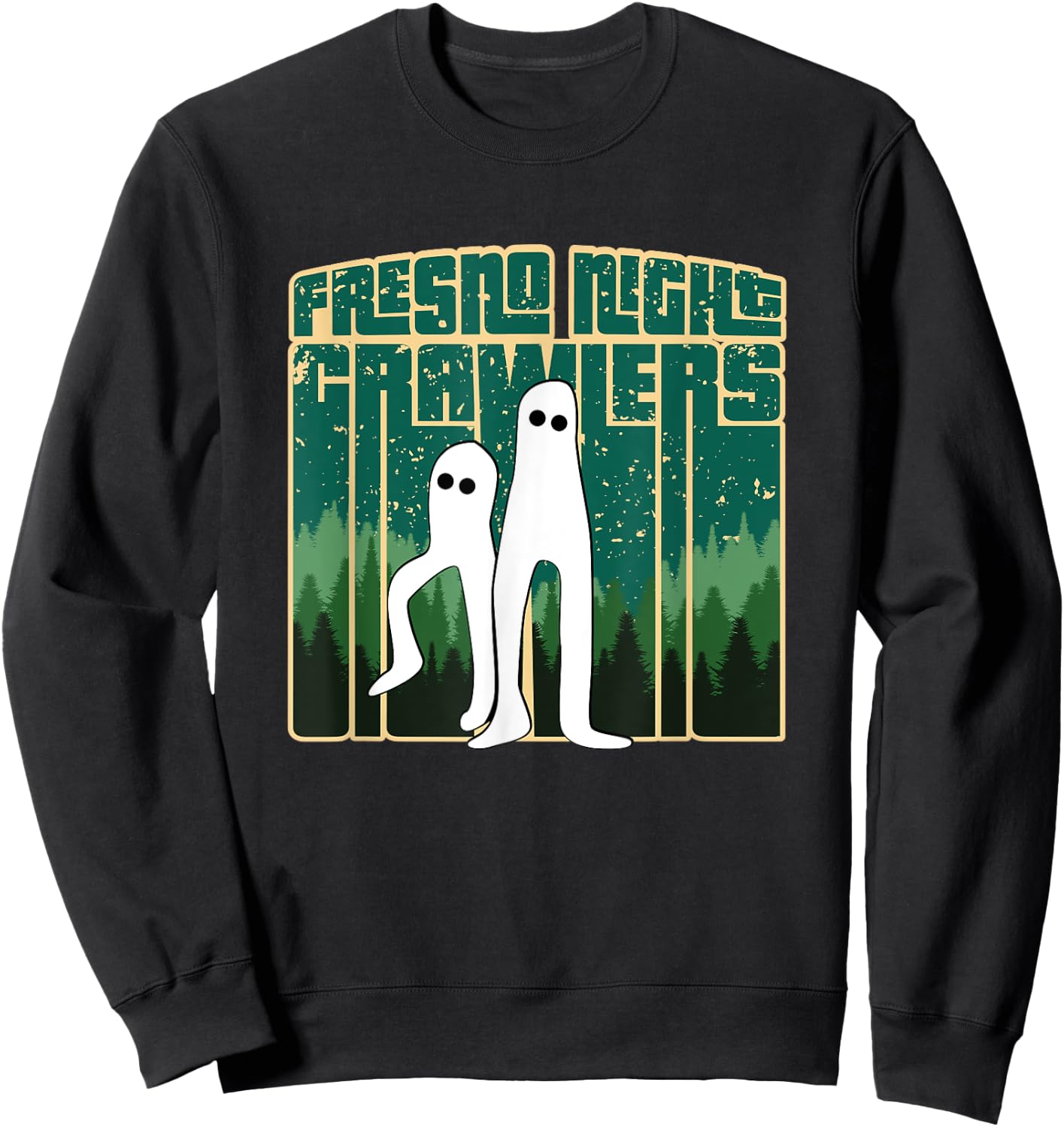 Fresno Night Crawlers - Retro Cute Cryptid Haunted Pants Sweatshirt - Sweatshirt | Black