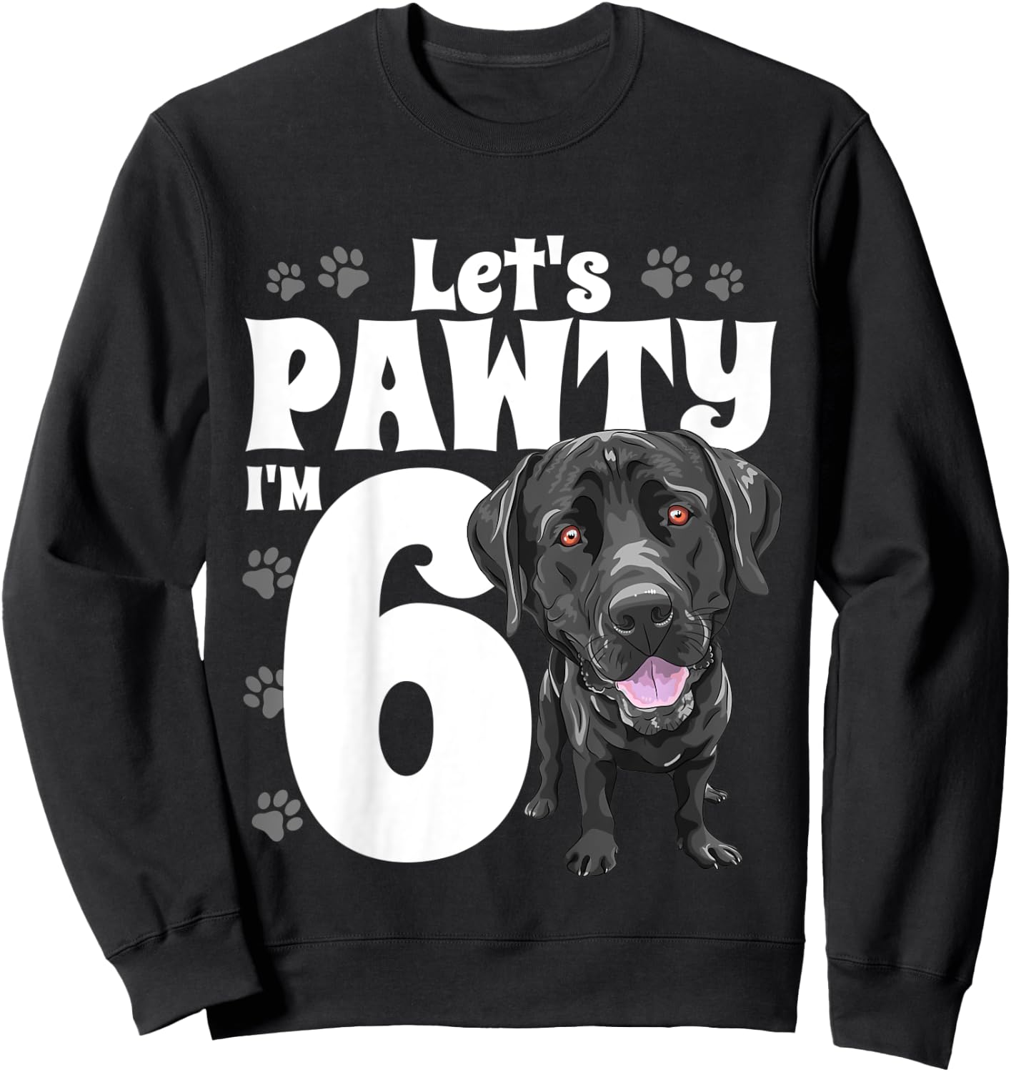 6 Year Old Black Lab Dog Birthday Pawty Labrador 6th Gift Kids Sweatshirt - Sweatshirt | Black