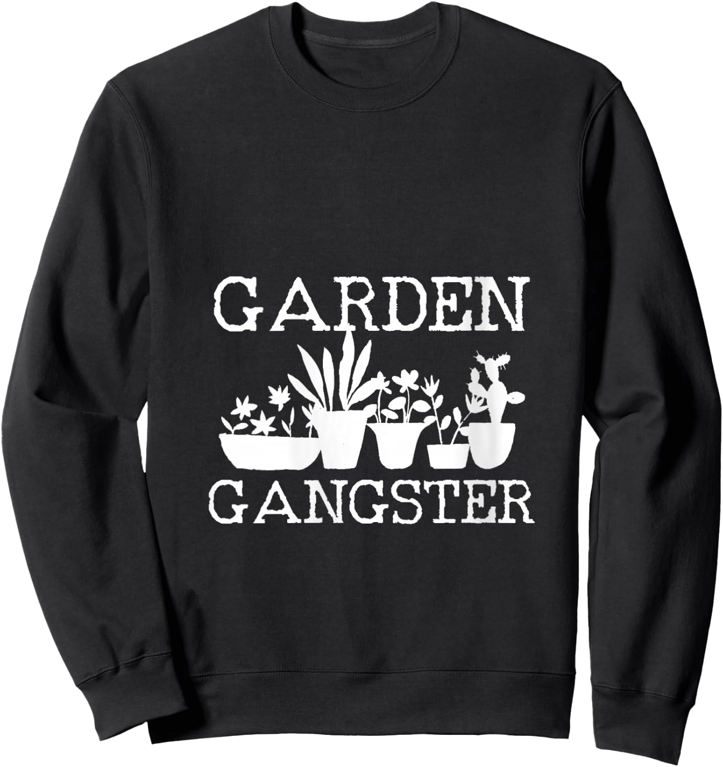 Garden Gangster Plant Lover Gardening Funny Gardener Gift V-Neck Sweatshirt - Sweatshirt | Black