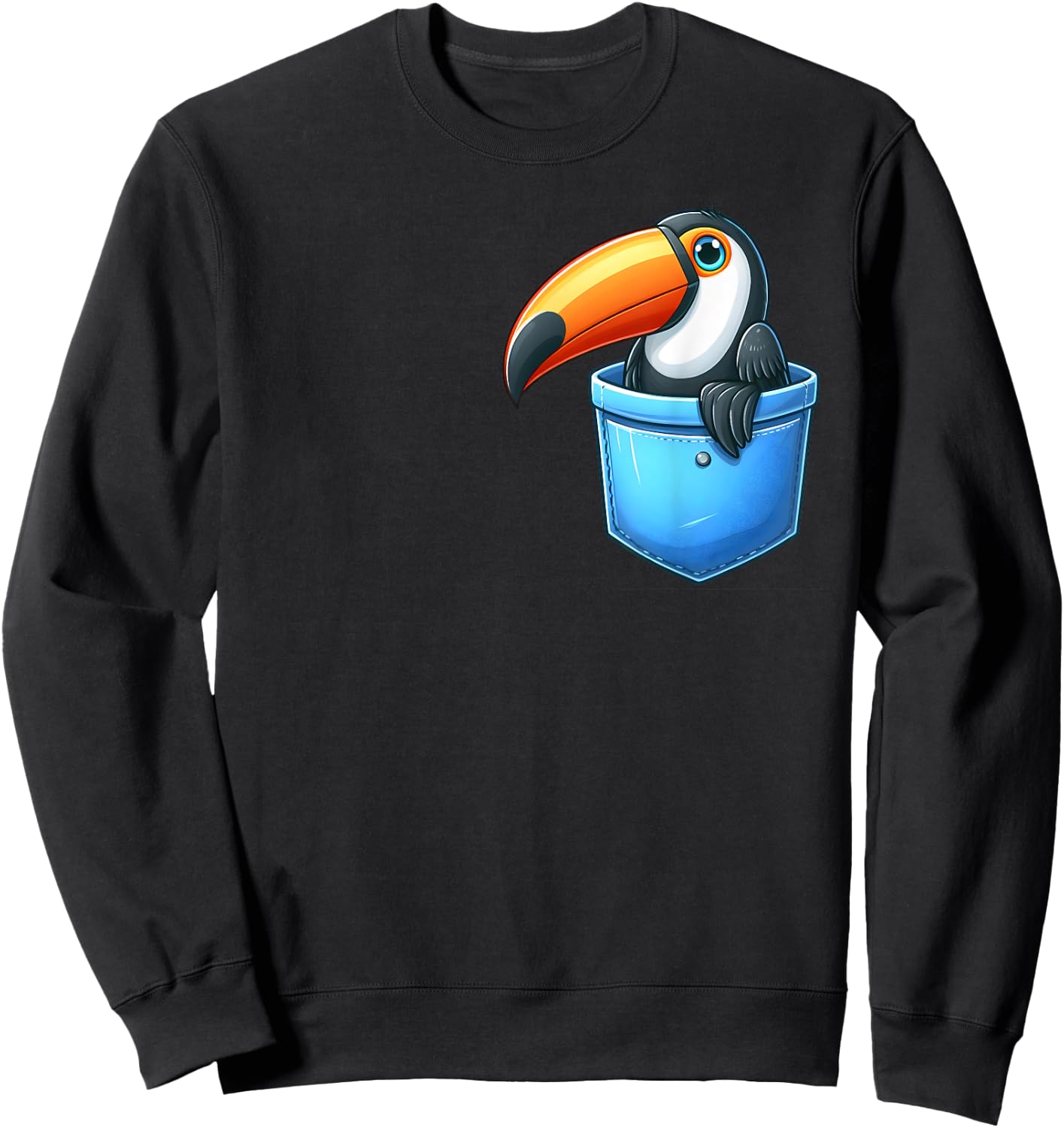 Adorable Toucan in Pocket for Kids, Boys, Girls, Women Sweatshirt - Sweatshirt | Black