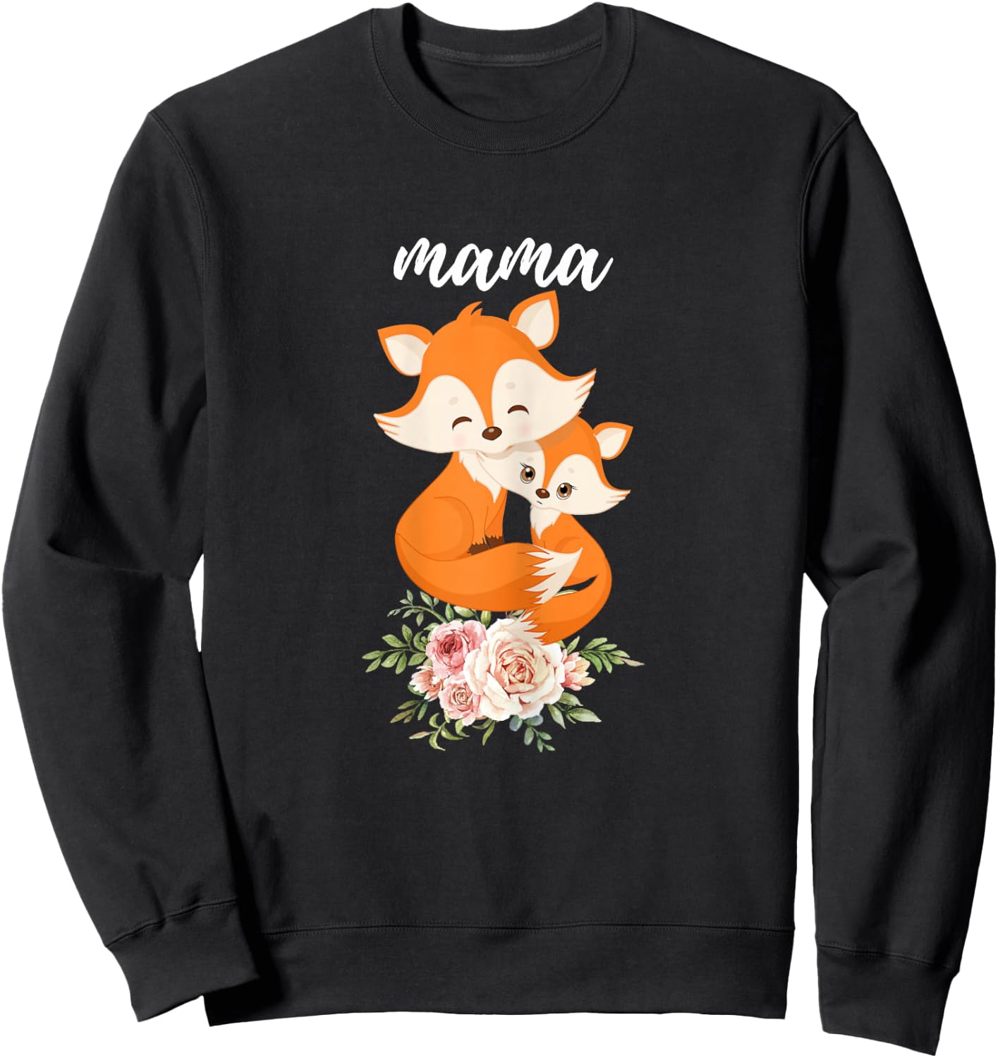 Mama Fox Shirt New Mom Foxes Moms Gift Mothers Day Sweatshirt - Sweatshirt | Black