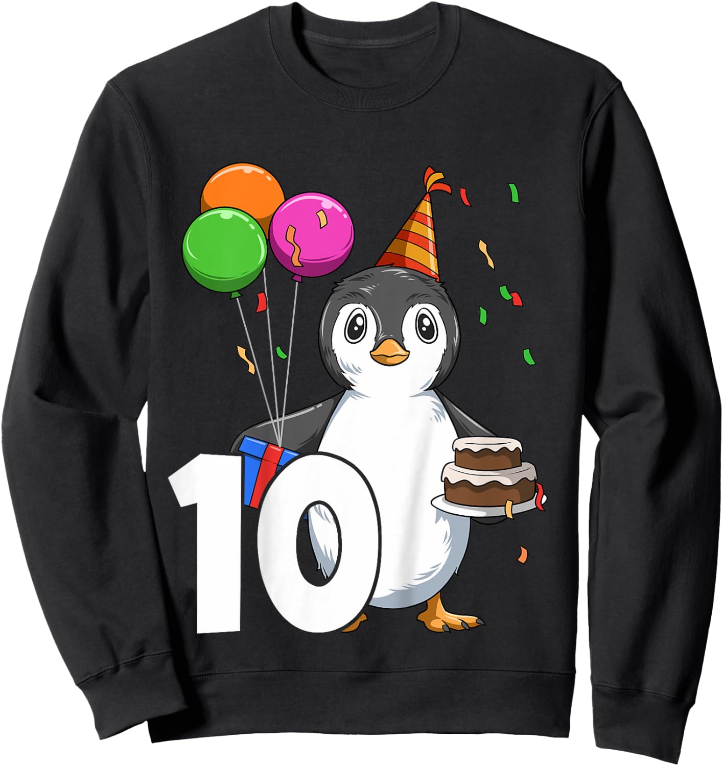 Penguin Birthday 10 Penguin 10th Birthday Penguin Party 10th Sweatshirt - Sweatshirt | Black