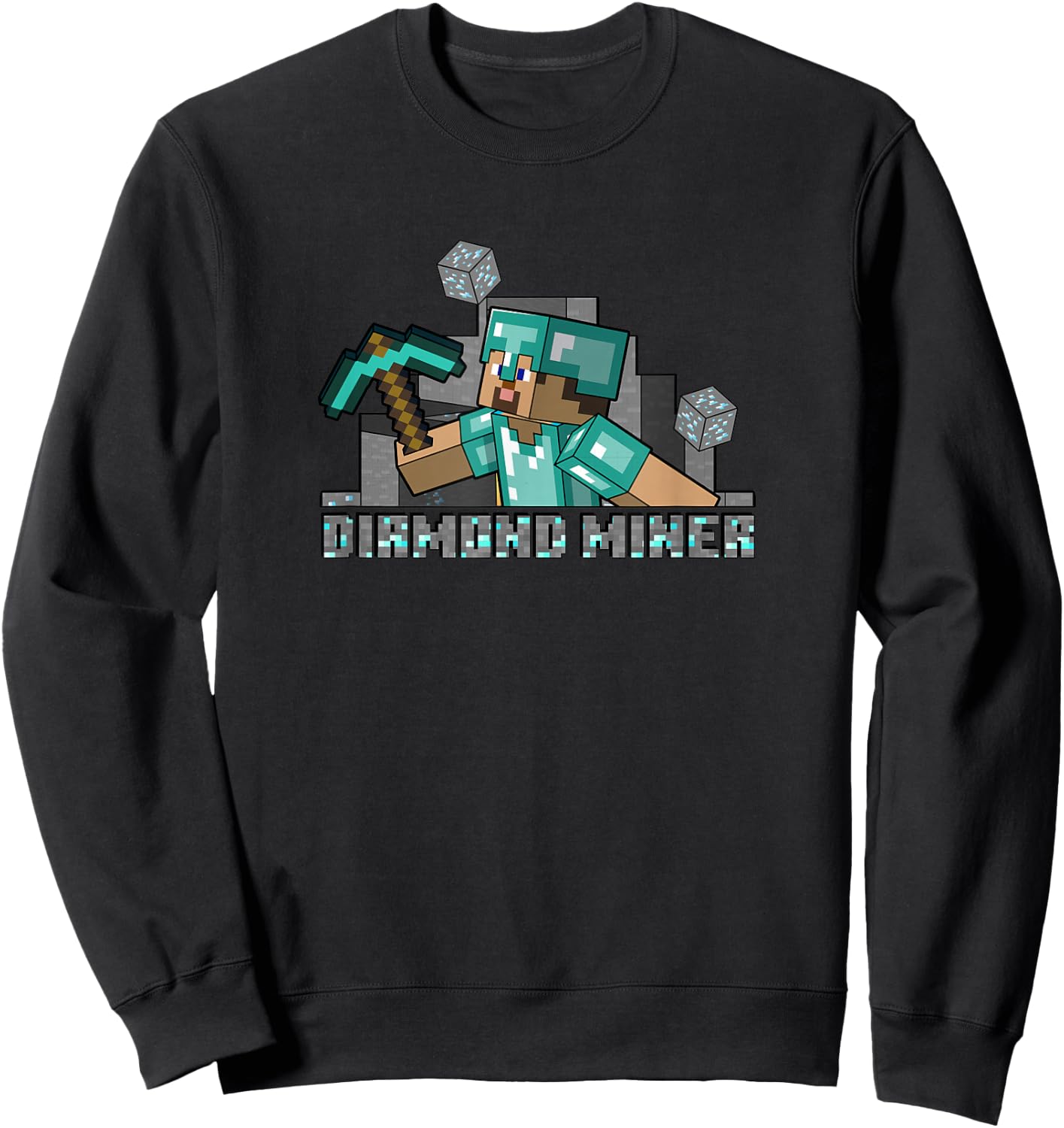 Minecraft Steve Diamond Miner Sweatshirt - Sweatshirt | Black