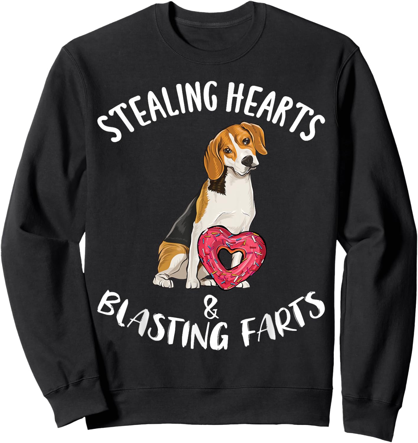 Stealing Hearts Blasting Farts Beagle Valentines Day Sweatshirt - Sweatshirt | Black