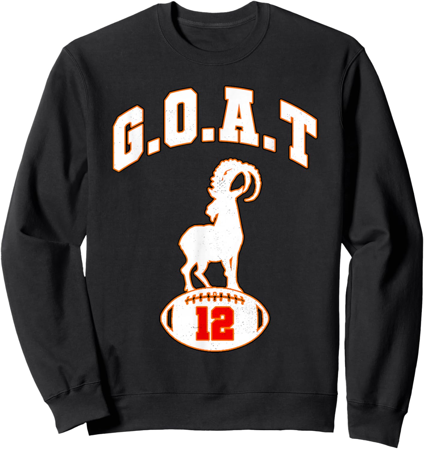 Vintage Distressed GOAT 12 Football Sweatshirt - Sweatshirt | Black