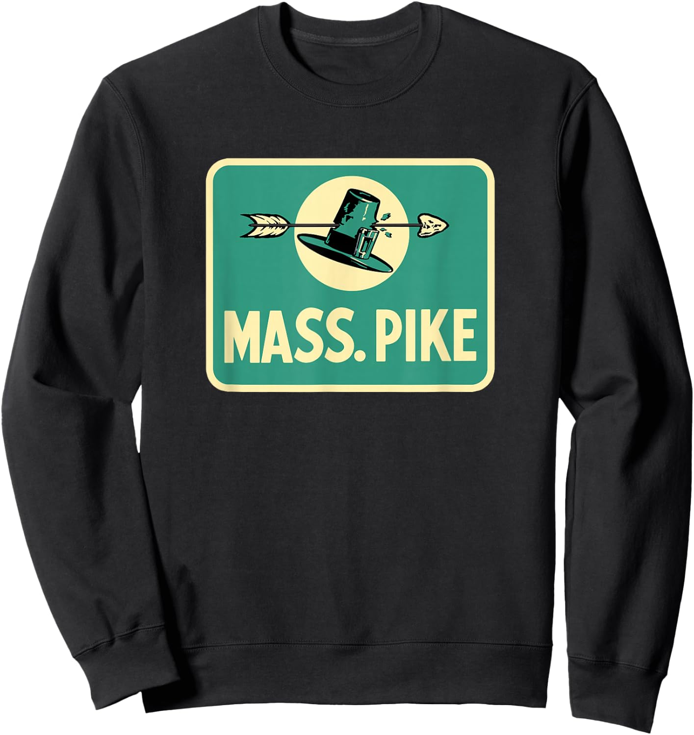Mass Pike Road Sign Massachusetts Turnpike Route 90 Sweatshirt - Sweatshirt | Black