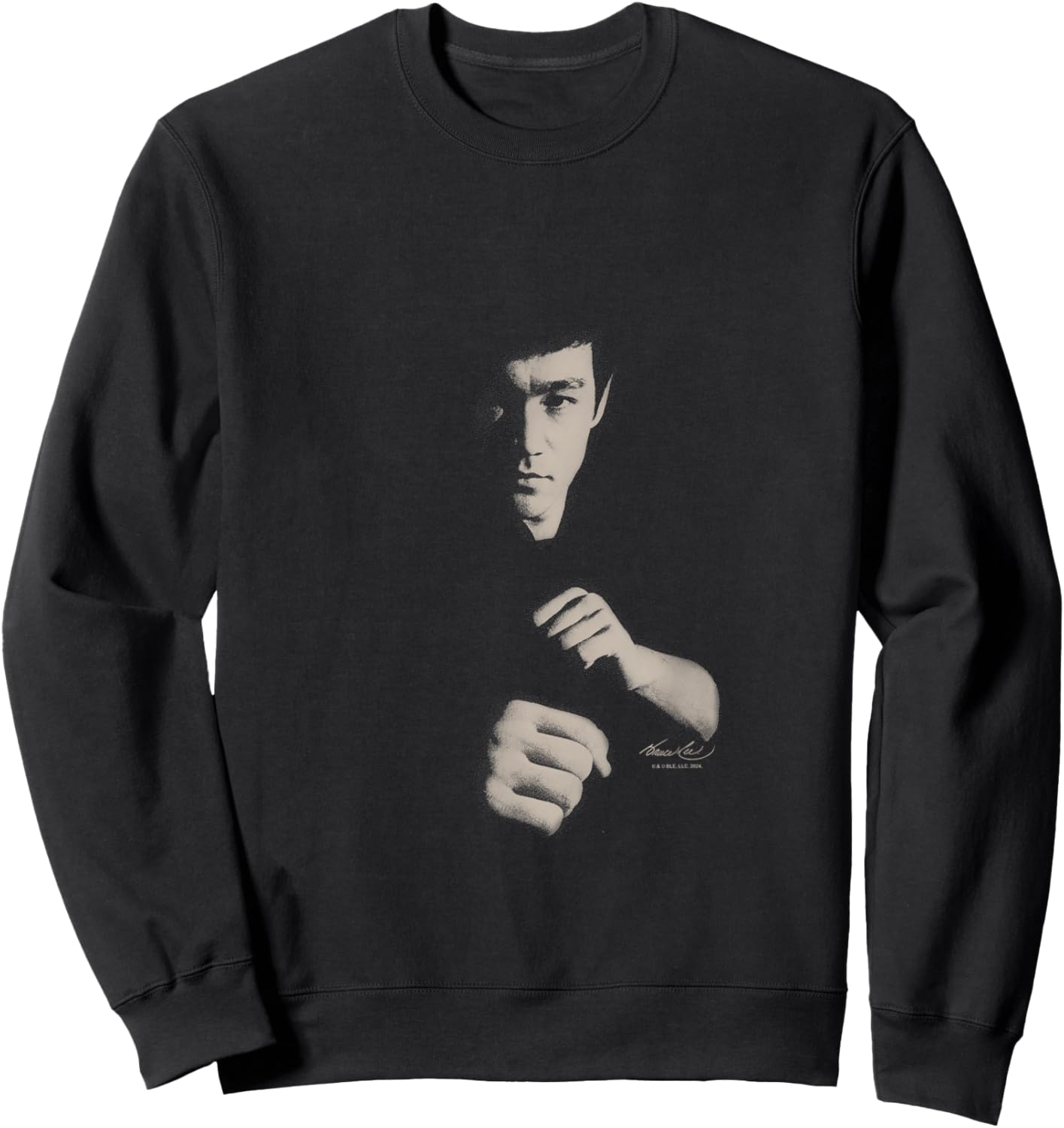 Bruce Lee Ready To Fight Shaded Portrait Vintage Sweatshirt - Sweatshirt | Black