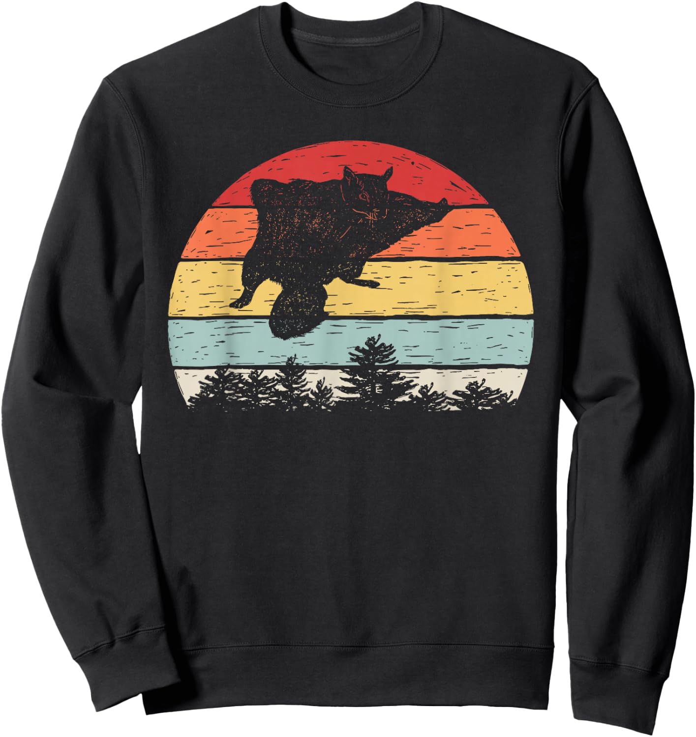 Catch Some Rays Vintage Retro Flying Squirrel Sweatshirt - Sweatshirt | Black