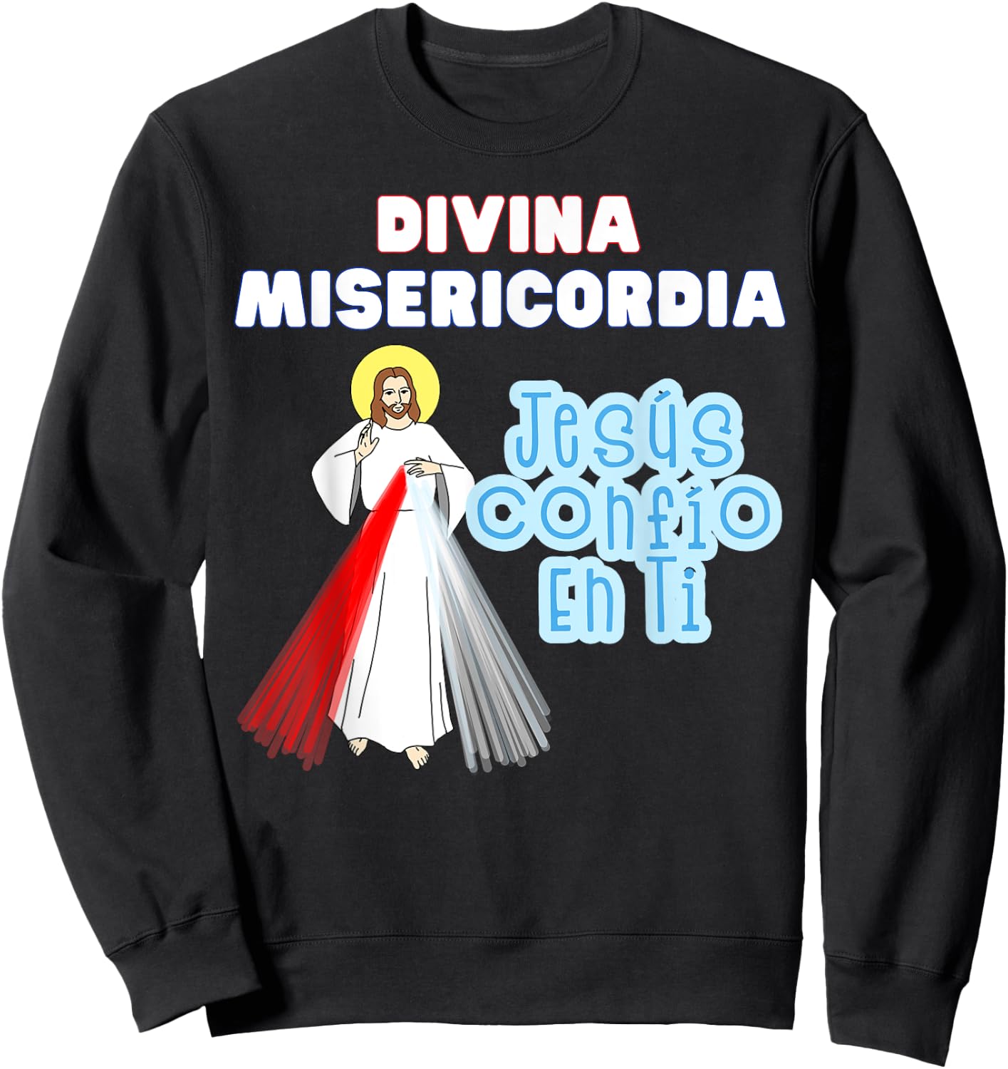 Jesús Confío En Ti Divine Mercy Spanish Catholic Kids Sweatshirt - Sweatshirt | Black