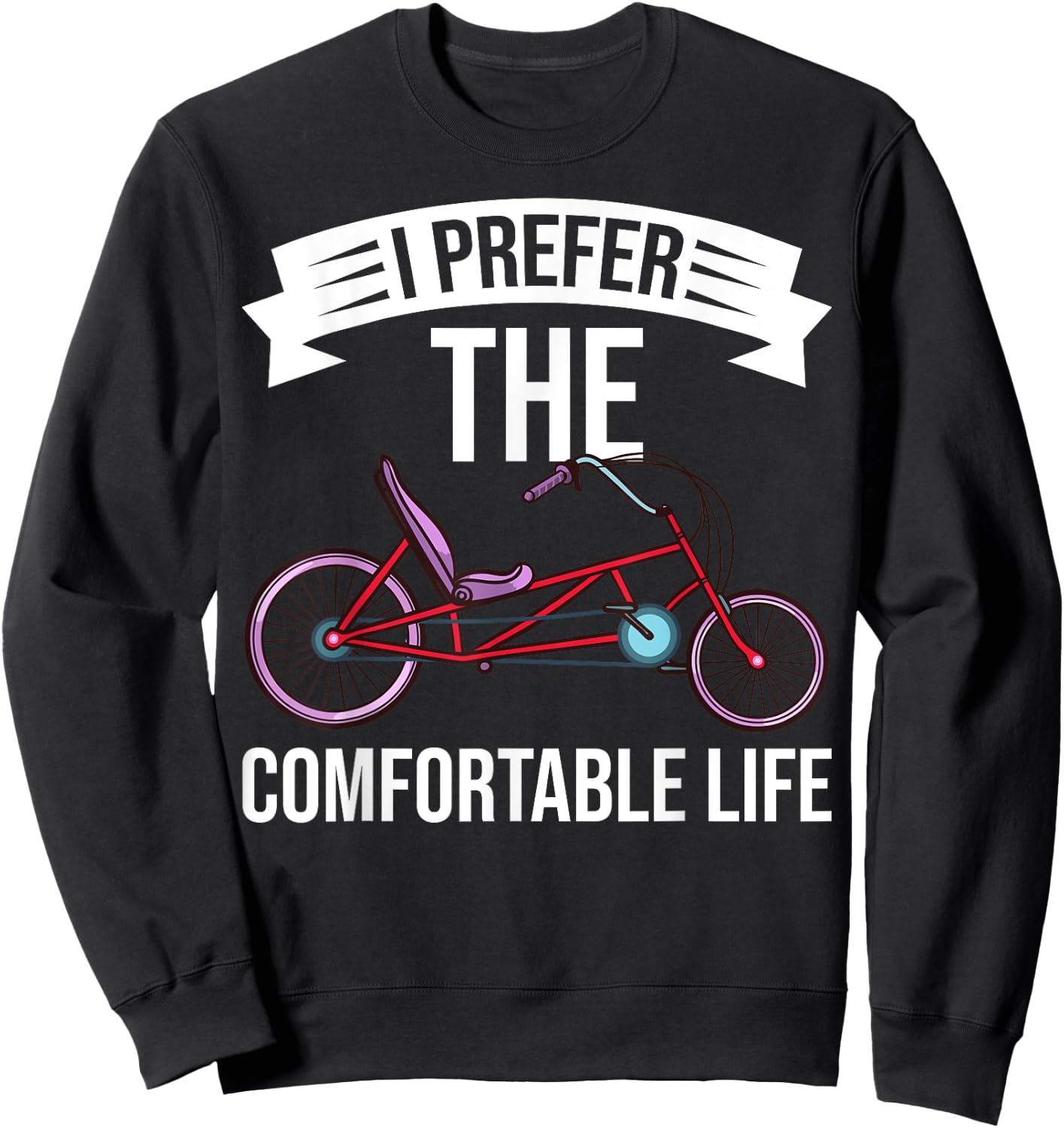 Recumbent Bike Gift Bicycle Trike Biker Sweatshirt - Sweatshirt | Black