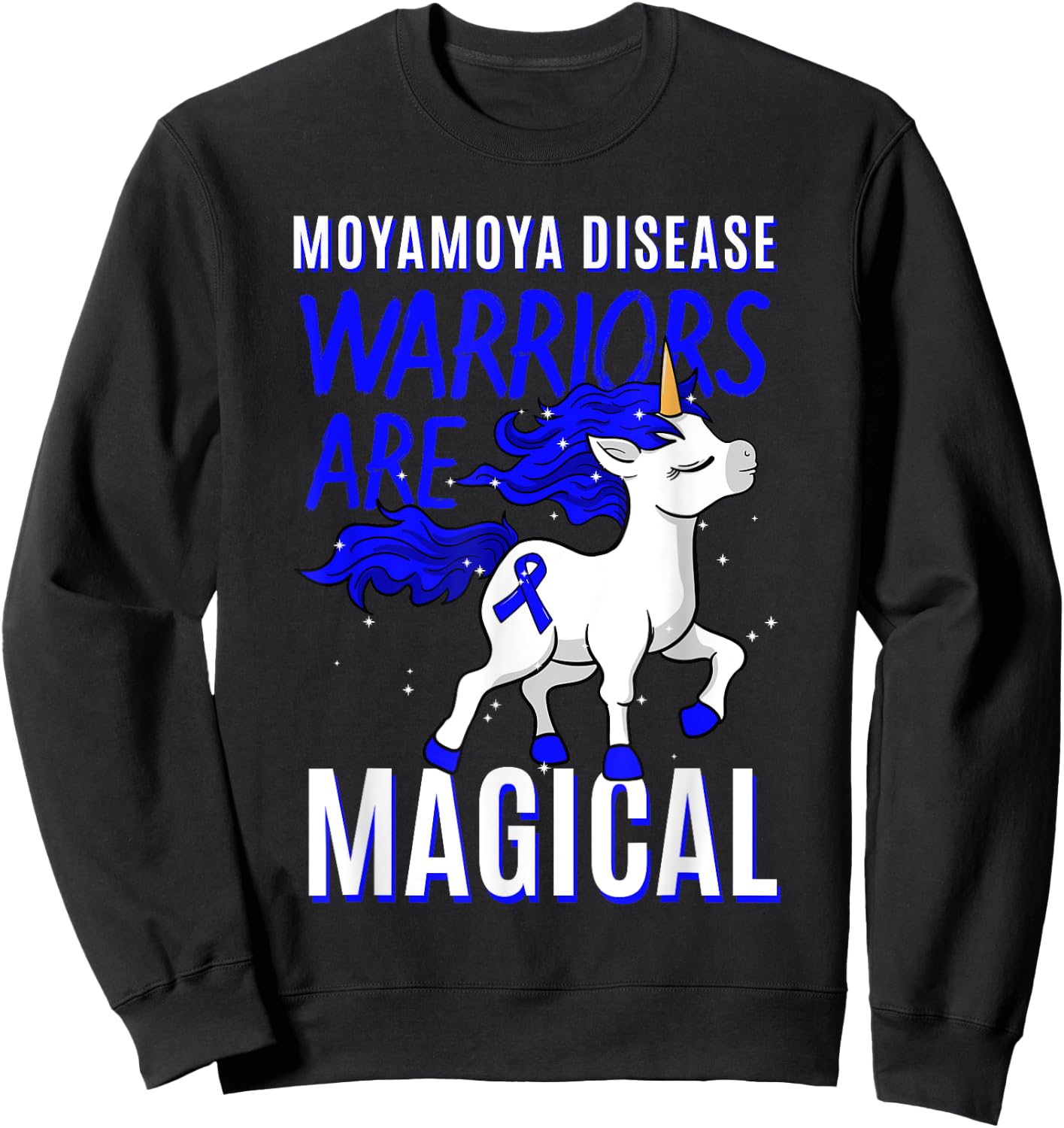 Moyamoya Disease Warrior Disorder Blood Vessel Unicorn Sweatshirt - Sweatshirt | Black