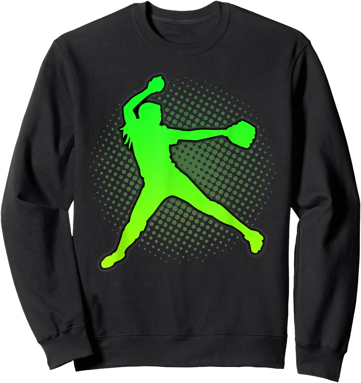 Softball Girls & Women's Gift Green Yellow Fast Pitch Teen Sweatshirt - Sweatshirt | Black