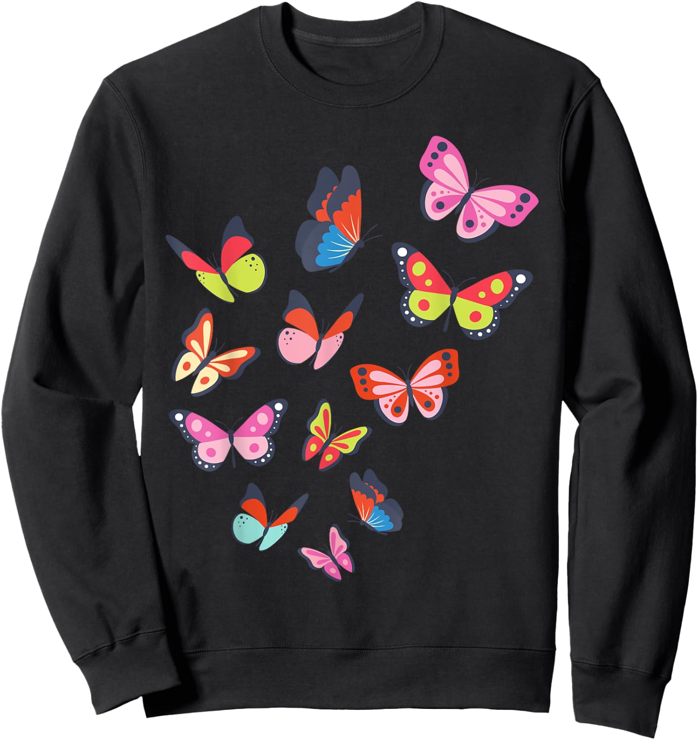 Cute Colorful Butterflies Gift Men Woman Kids Sweatshirt - Sweatshirt | Black