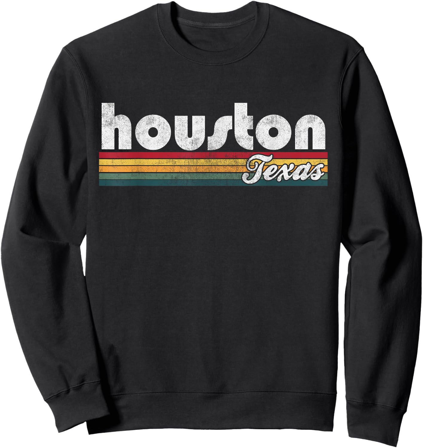 Houston Texas Vintage 70's 80's Retro Style Men Women Gift Sweatshirt - Sweatshirt | Black