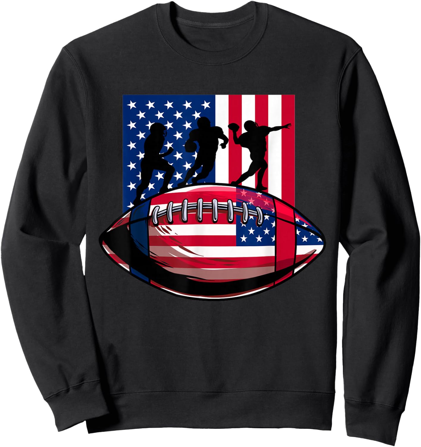 USA Patriot or american football 4th of July american flag Sweatshirt - Sweatshirt | Black