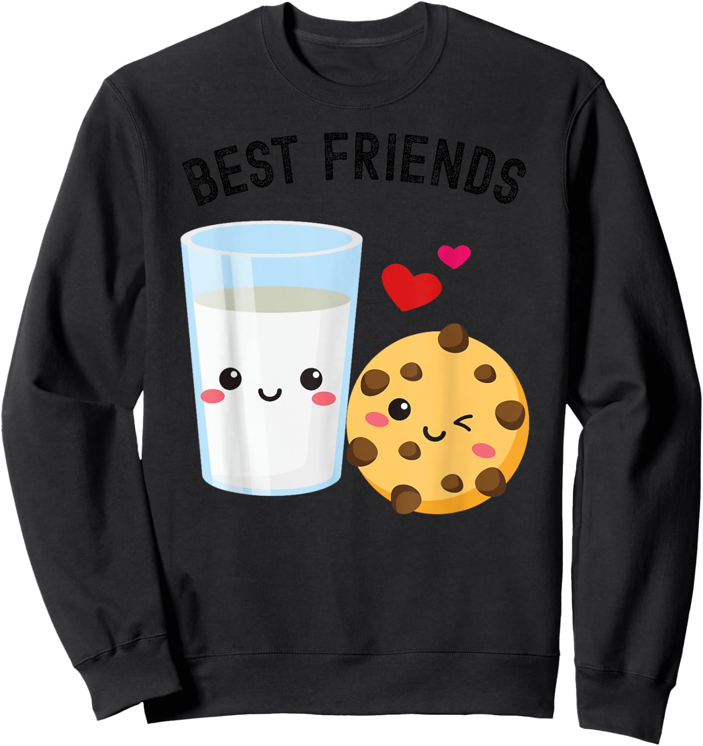 Milk and Cookie Best Friends Cute Kawaii Food & Drink Couple Sweatshirt - Sweatshirt | Black