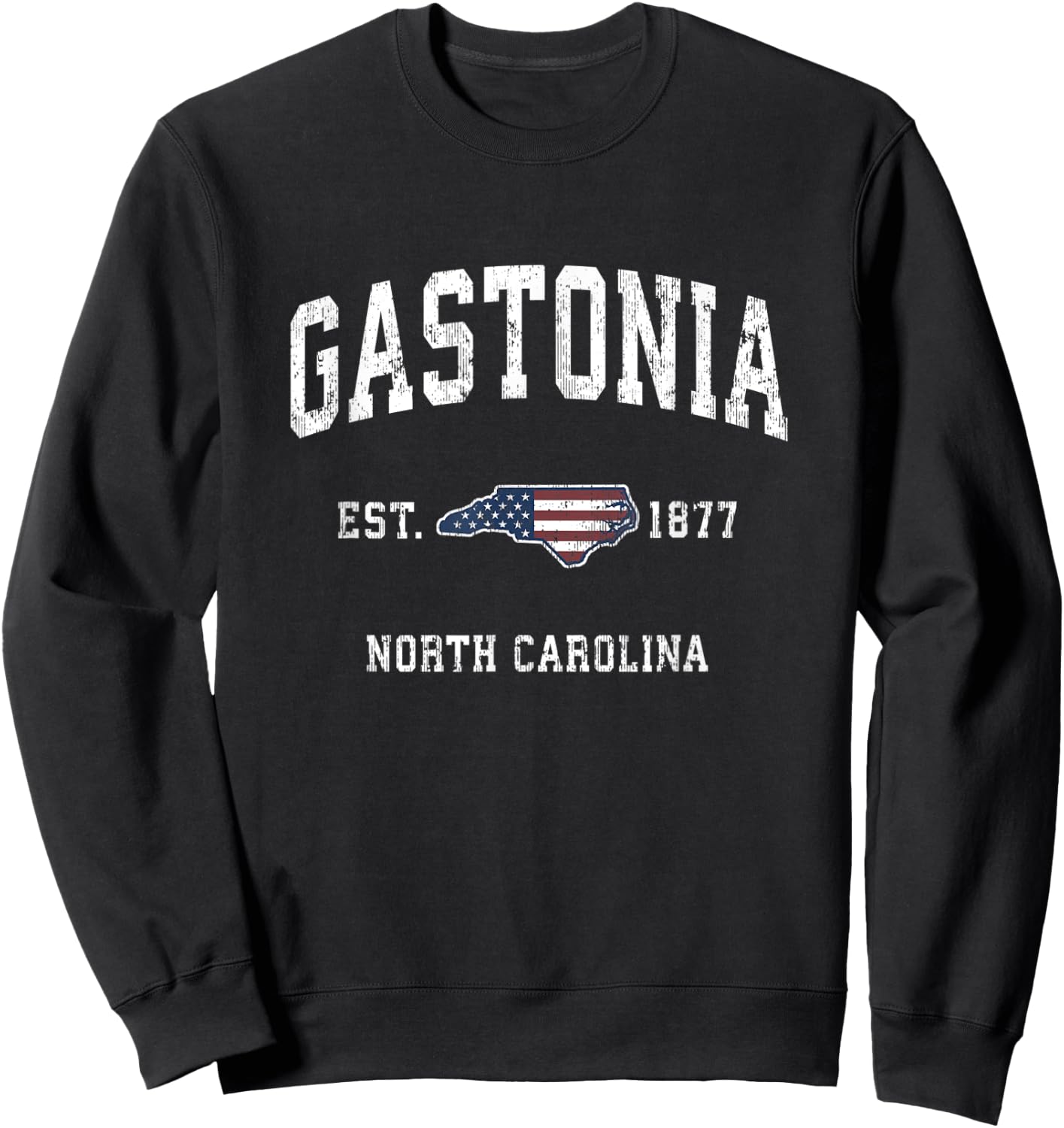 Gastonia North Carolina NC Vintage American Flag Design Kids Men Sweatshirt - Sweatshirt | Black