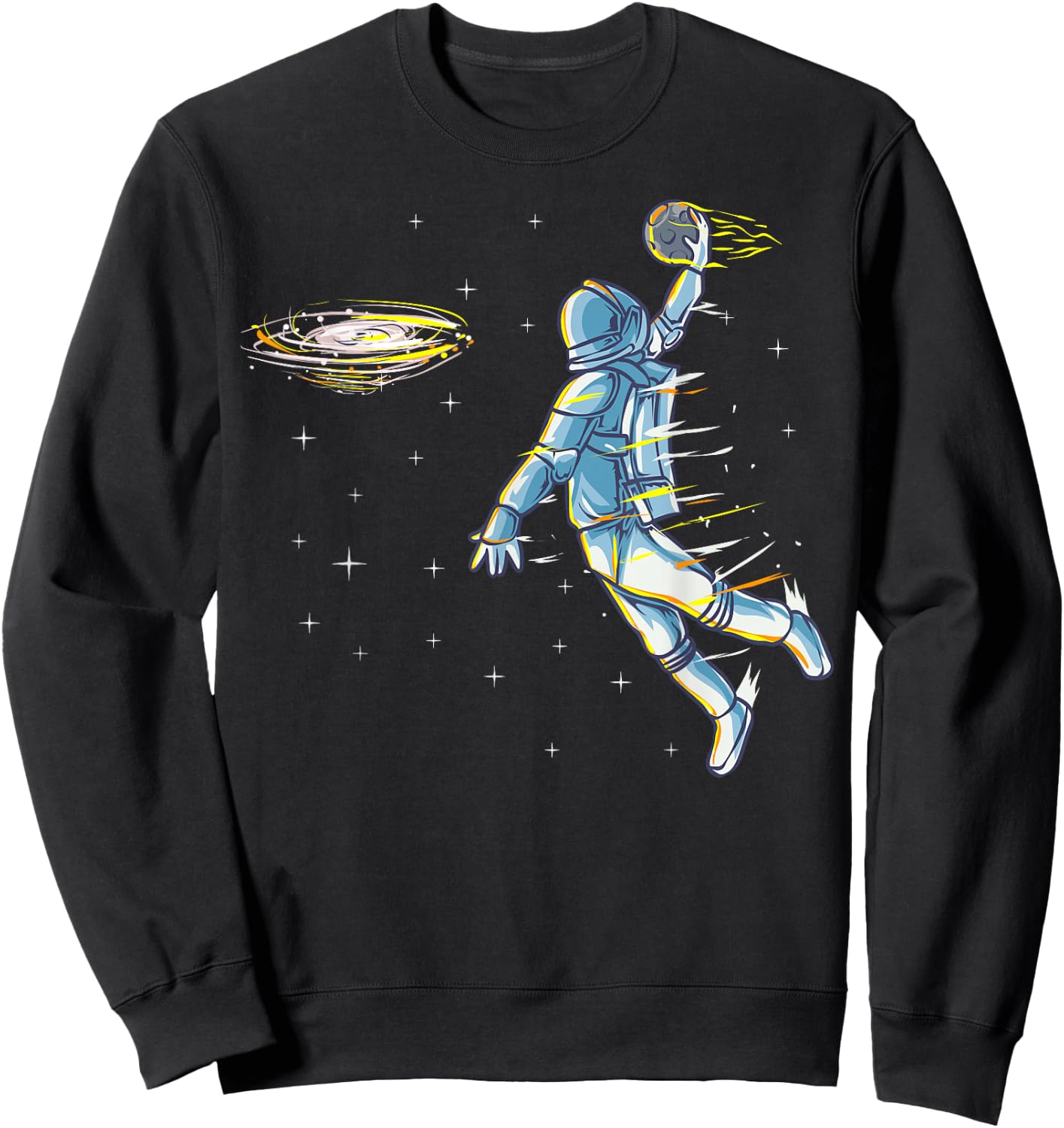 Basketball Space Astronaut Slam Dunk Jam Sports Humor Sweatshirt - Sweatshirt | Black