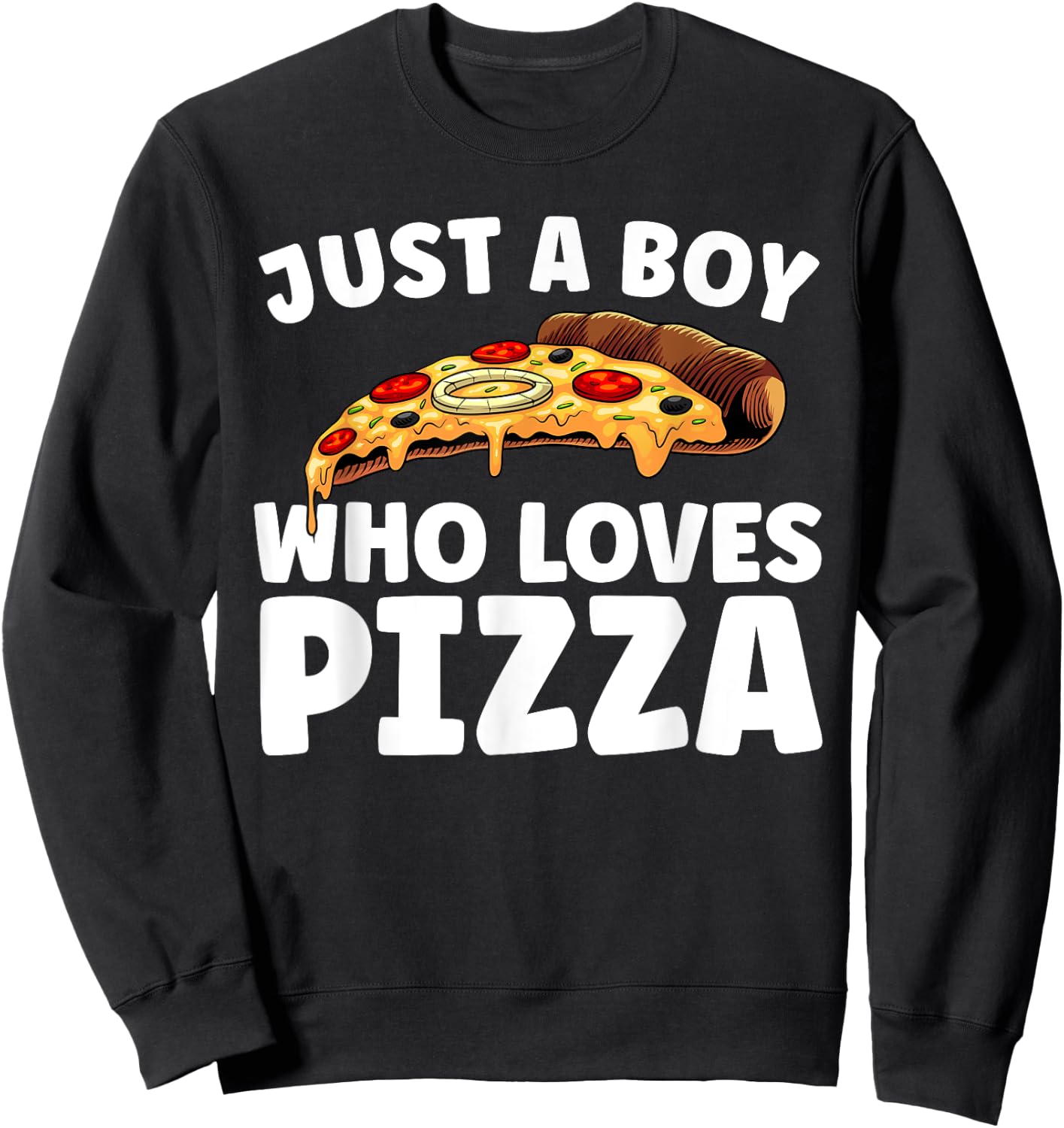 Cool Pizza Art Boys Italian Pizza Lover Novelty Sweatshirt - Sweatshirt | Black