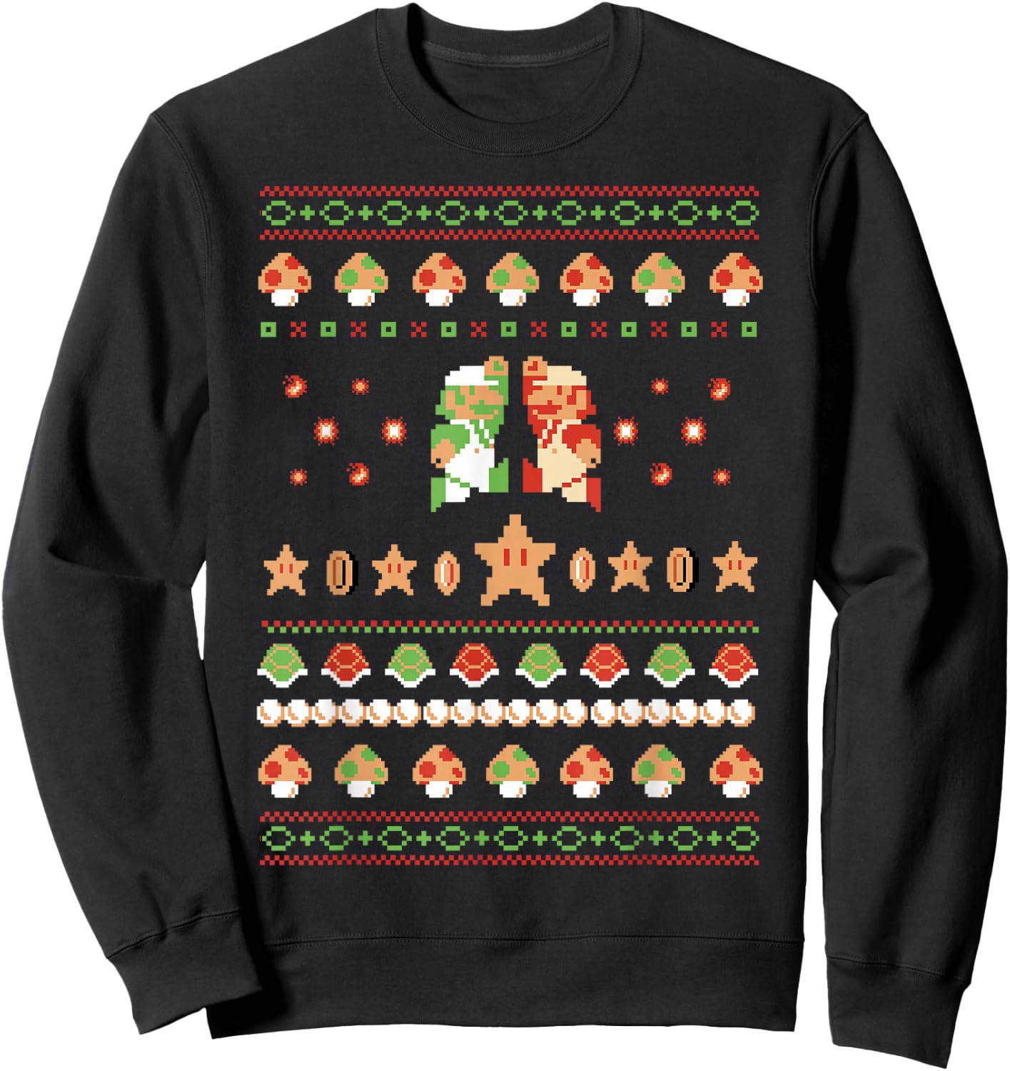 Super Mario 8-Bit Christmas Sweater Style Sweatshirt - Sweatshirt | Black