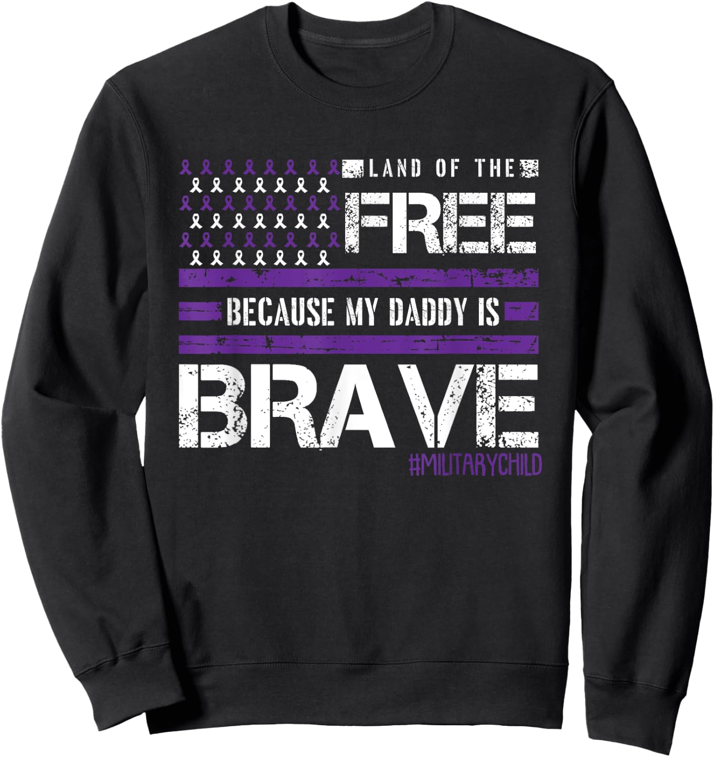 Land Of The Free Month Of The Military Child American Flag Sweatshirt - Sweatshirt | Black