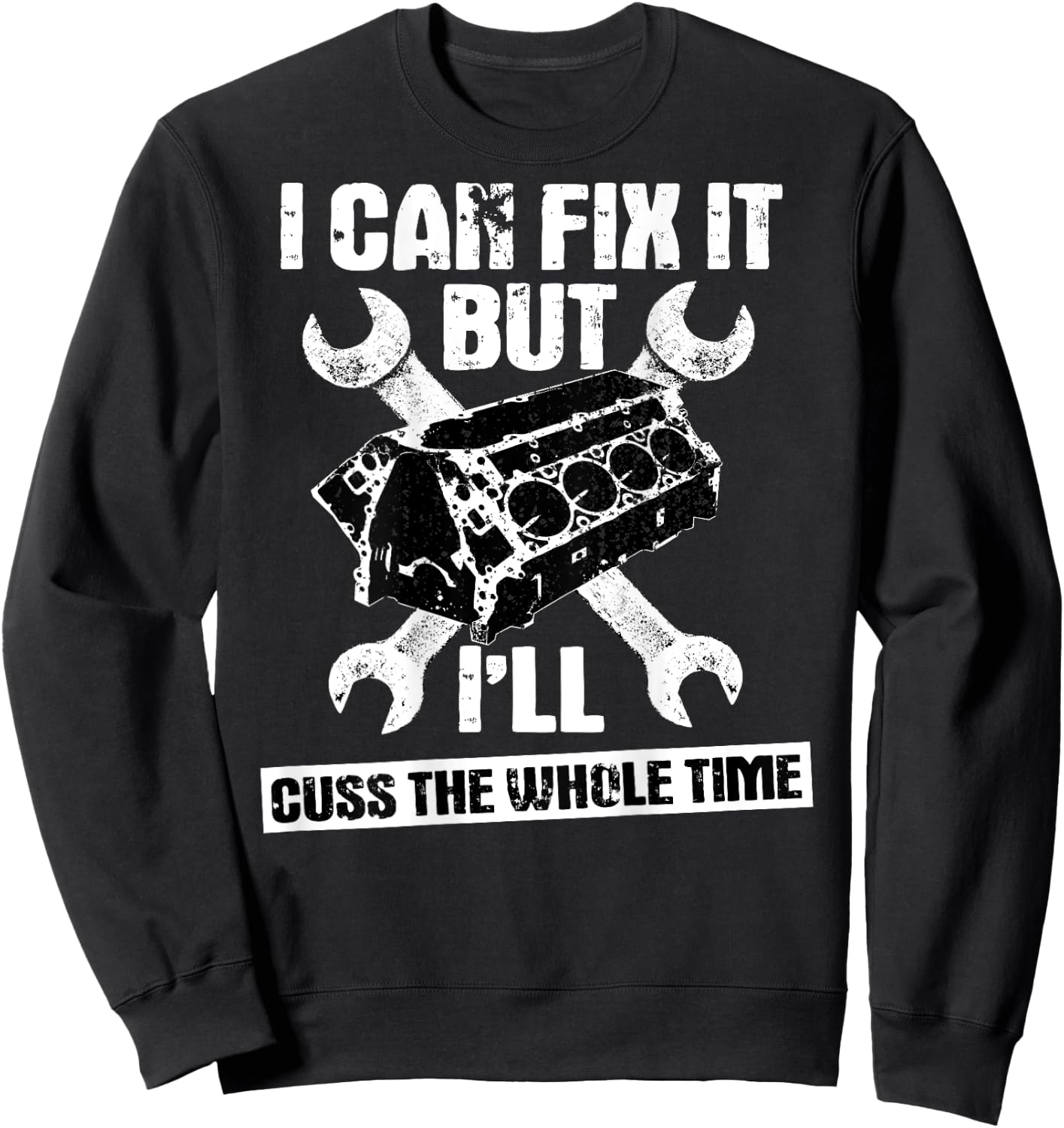 Mechanic Funny Car Repair Design On Back Sweatshirt - Sweatshirt | Black