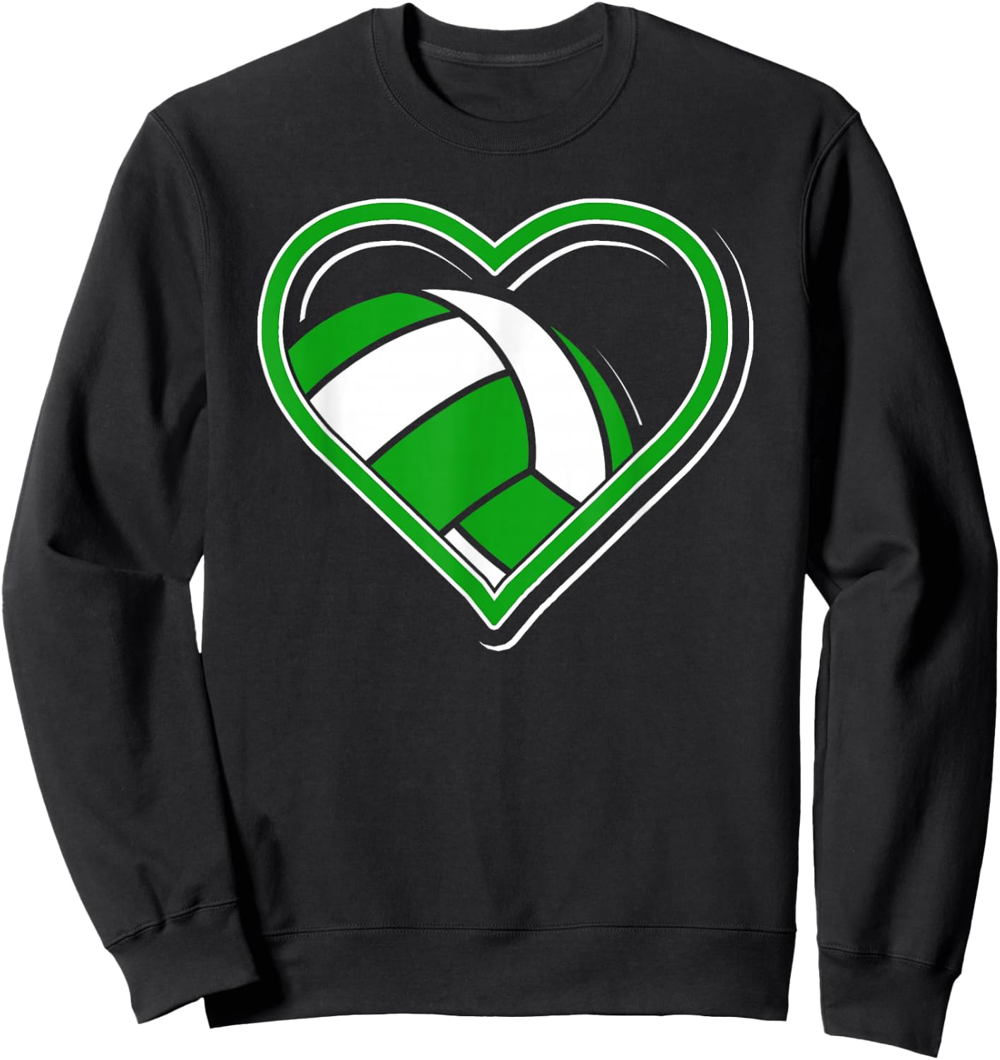 Green Volleyball Heart for Volleyball Lovers Sweatshirt - Sweatshirt | Black