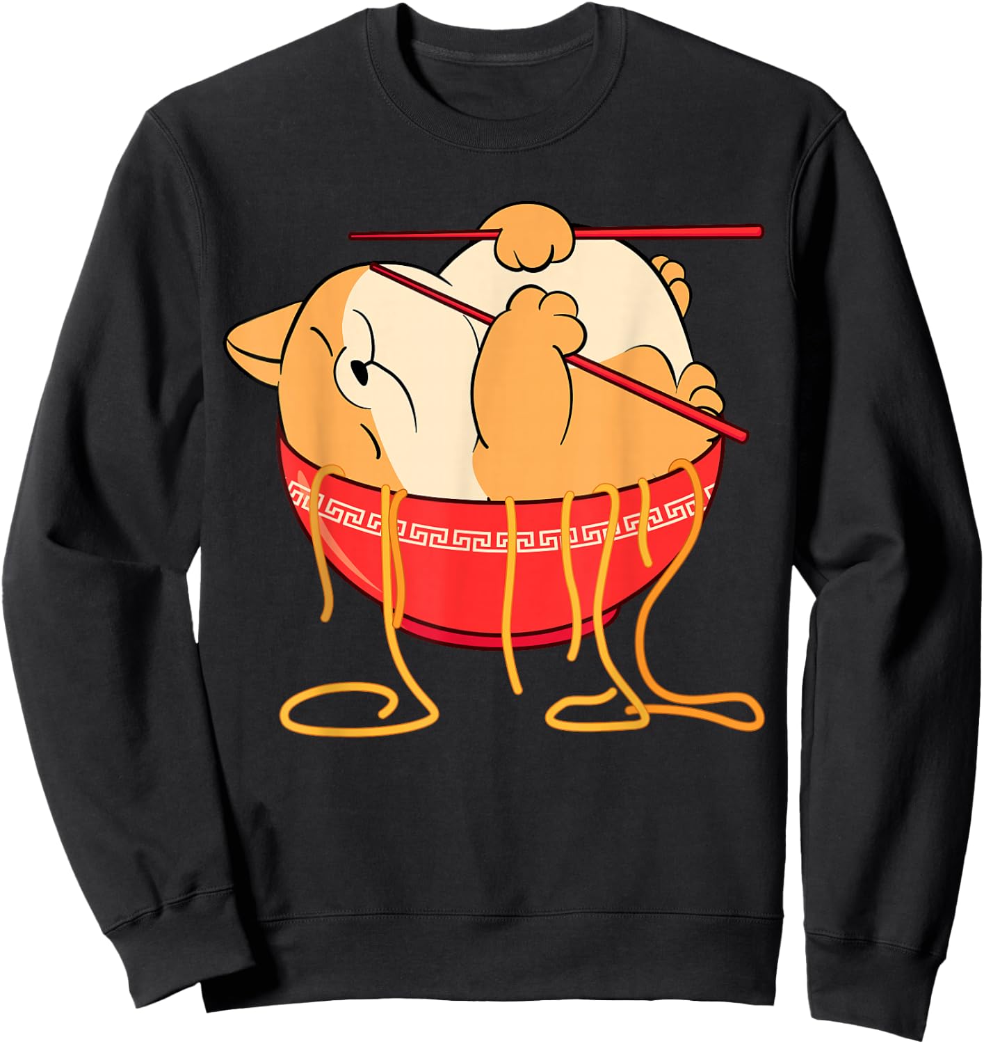 Funny Kawaii Neko Anime Cat Lover Japanese Ramen Noodles Sweatshirt - Sweatshirt | Black